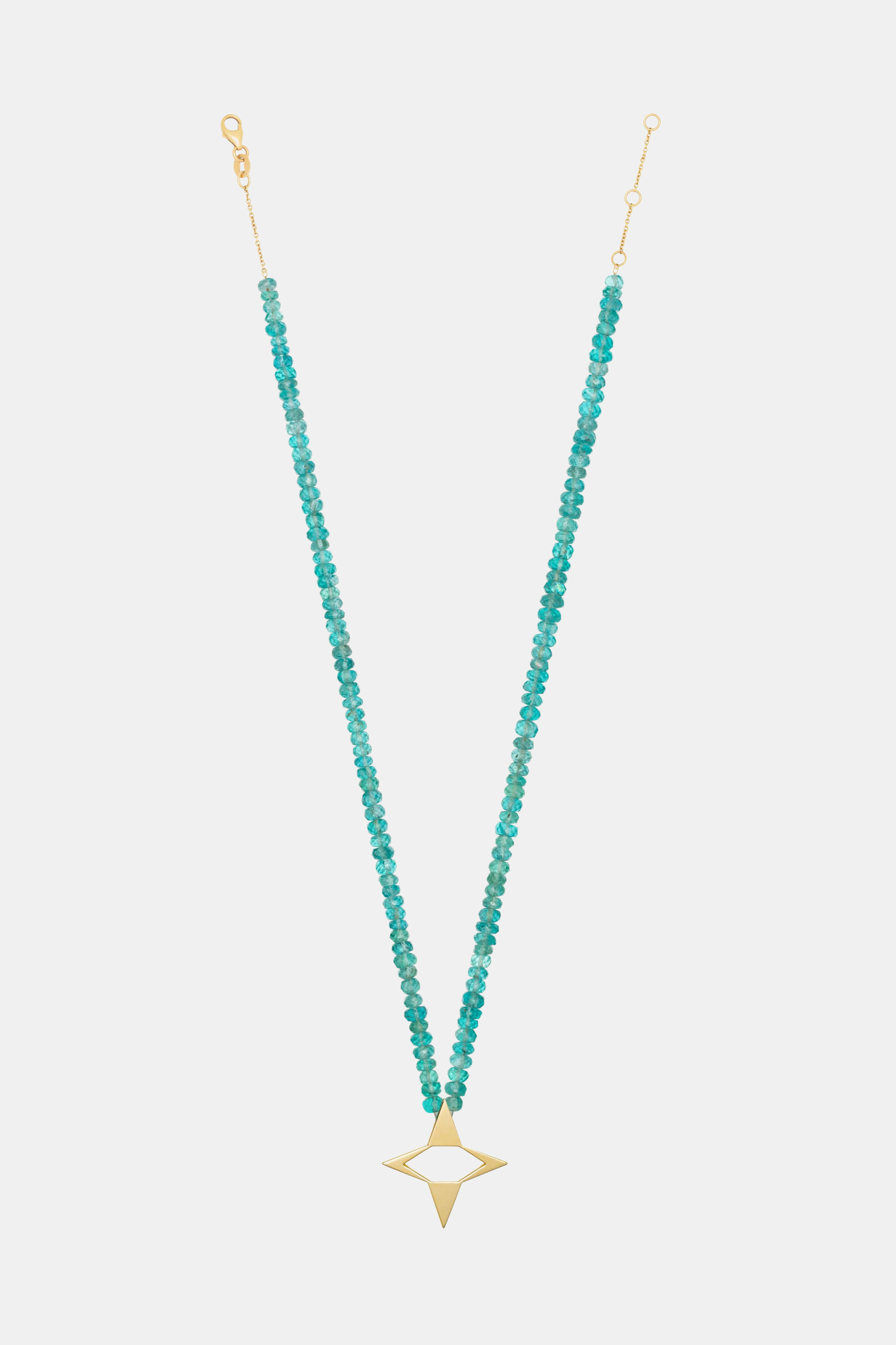 Apatite Beaded Necklace With Star Relief Pendant