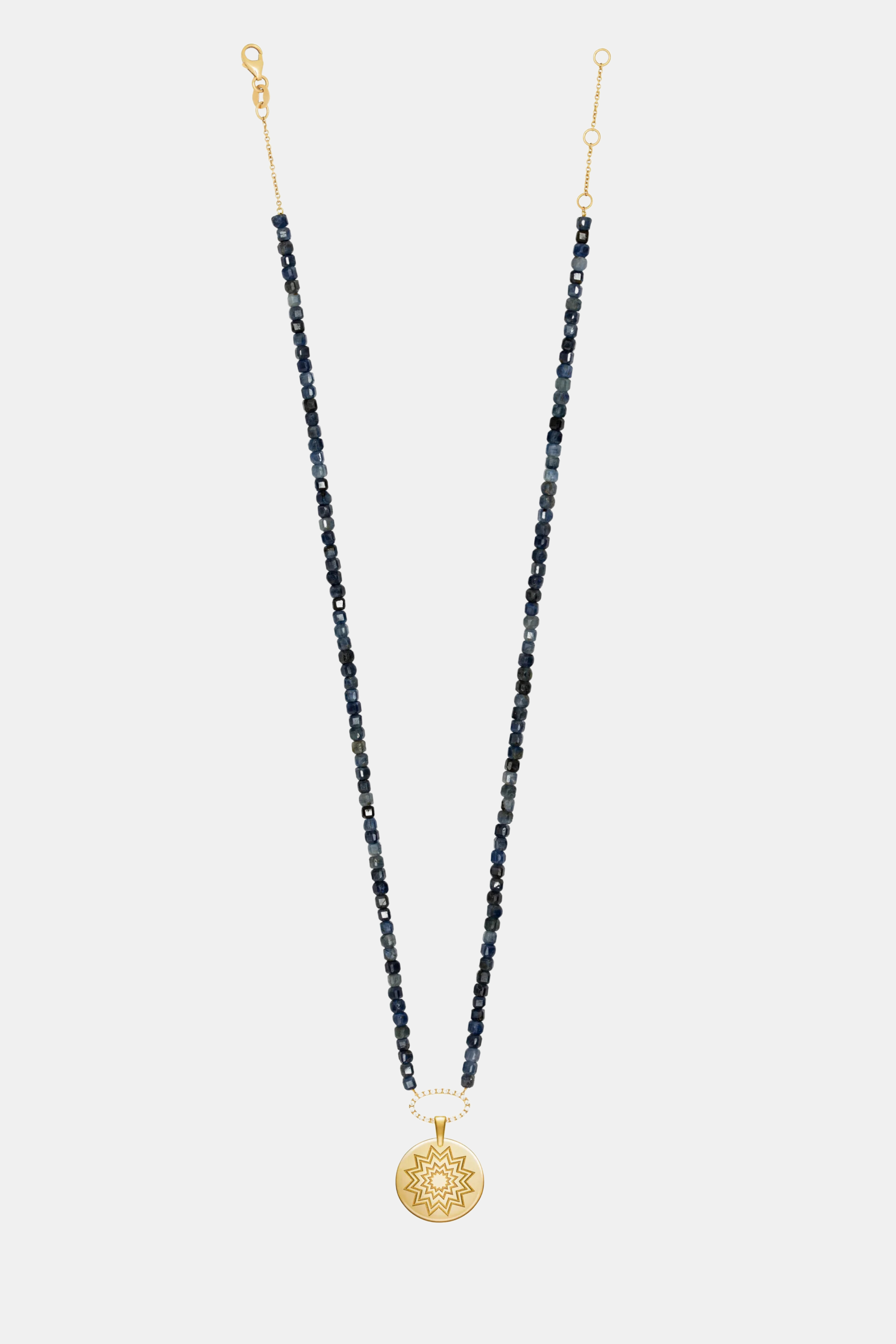 Sapphire Beaded Necklace With Multistar Pendant