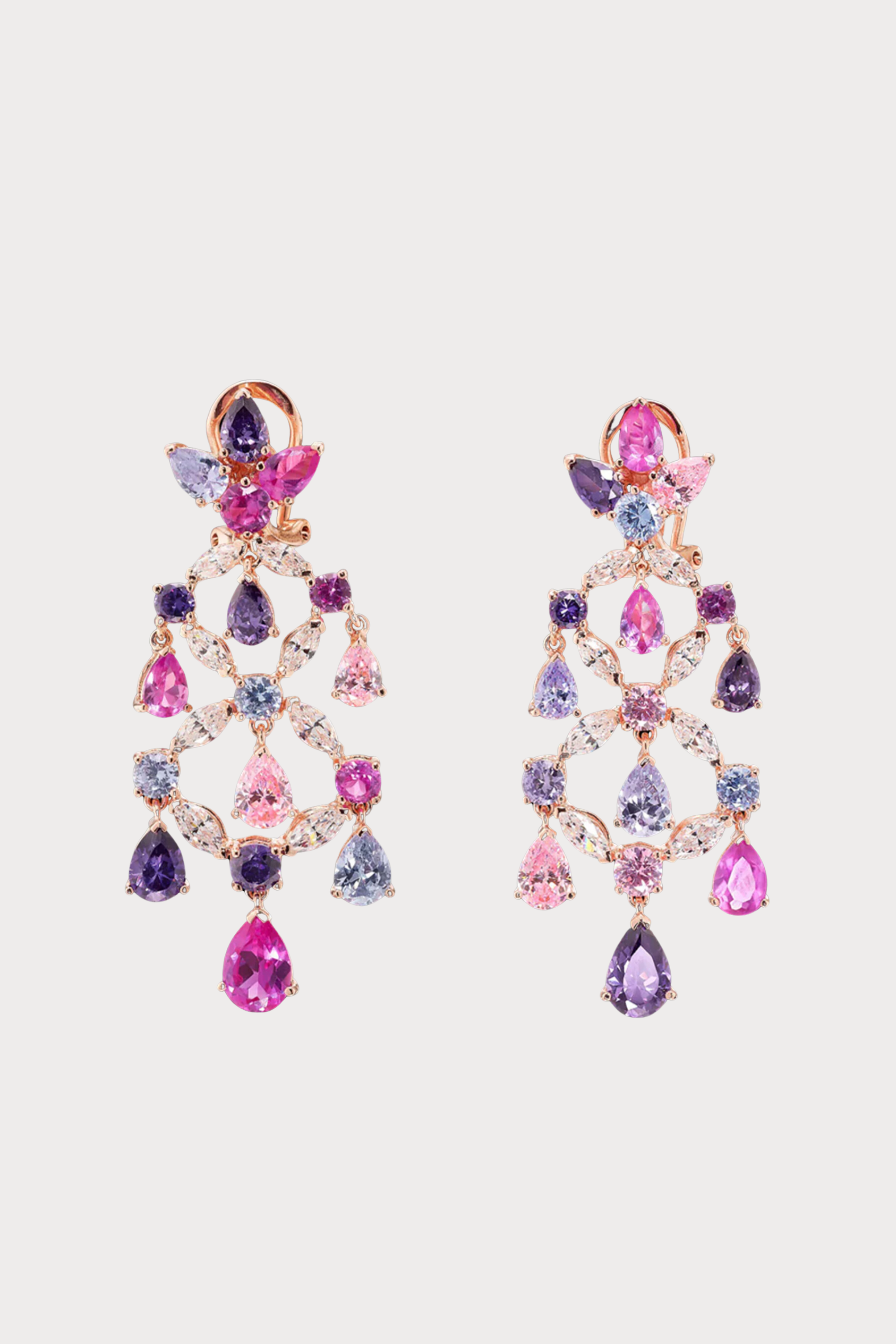 Rose Amethyst Chandelier Earrings