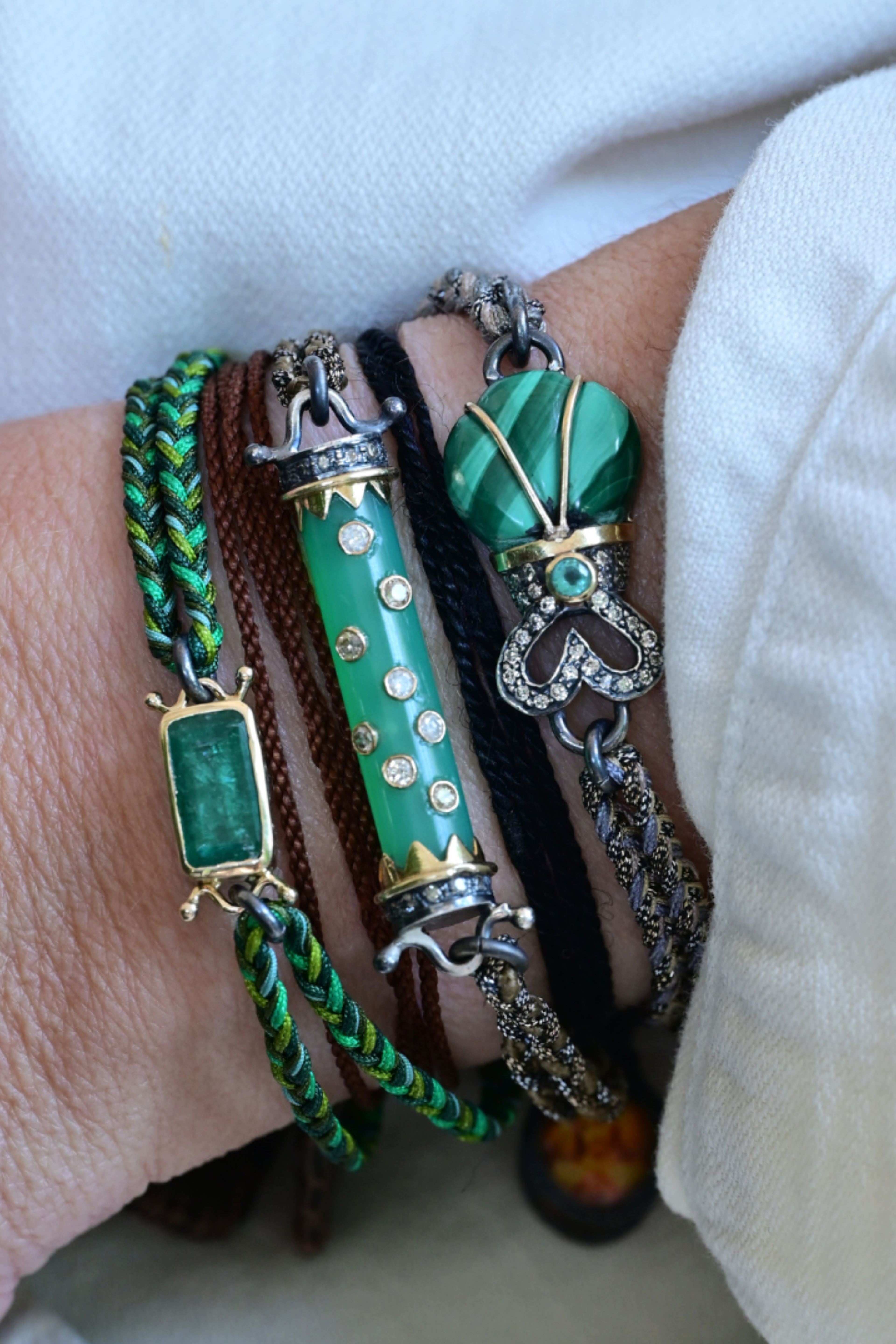 Chrysoprase Tube Bracelet