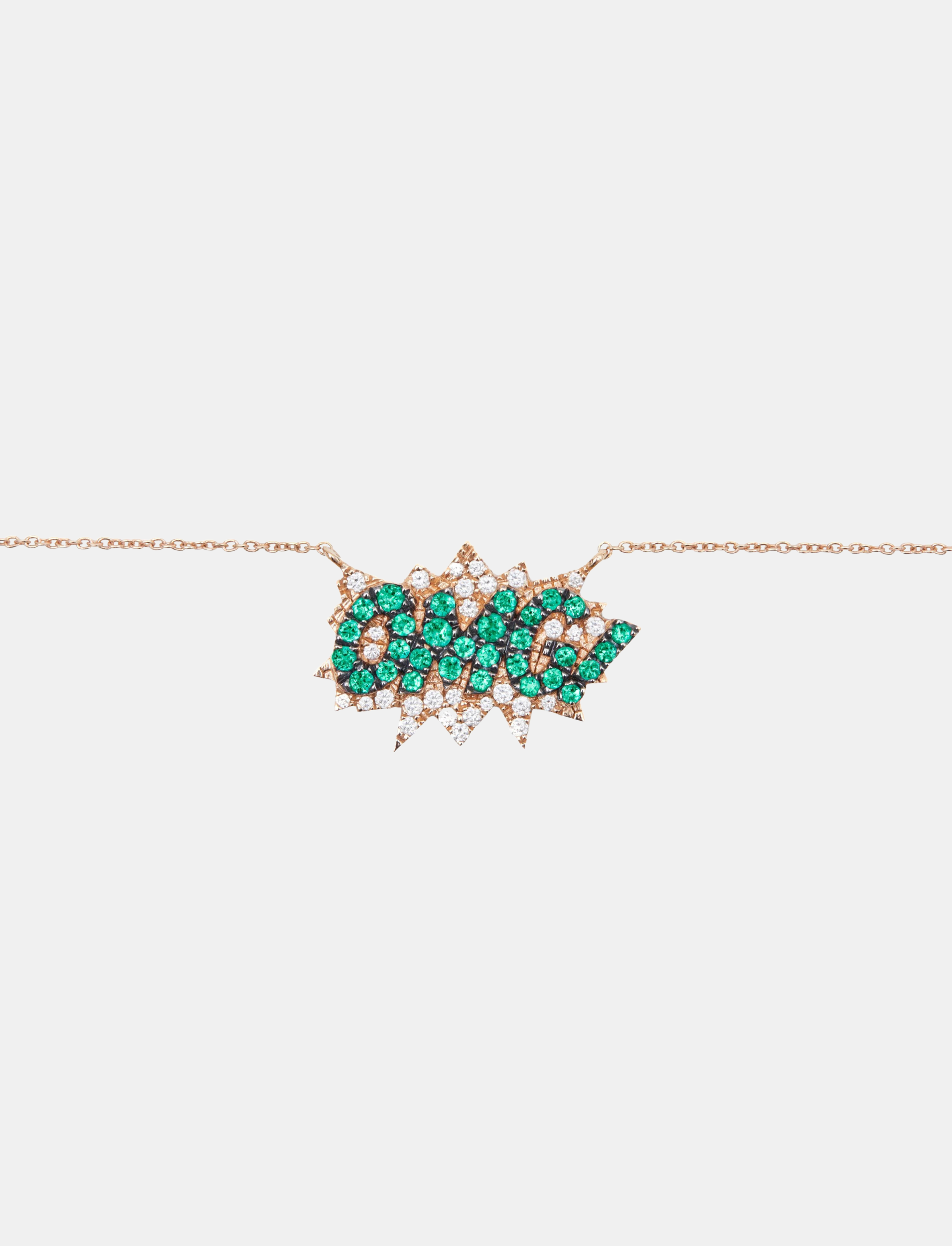 OMG Pop Art Necklace in Green Emeralds