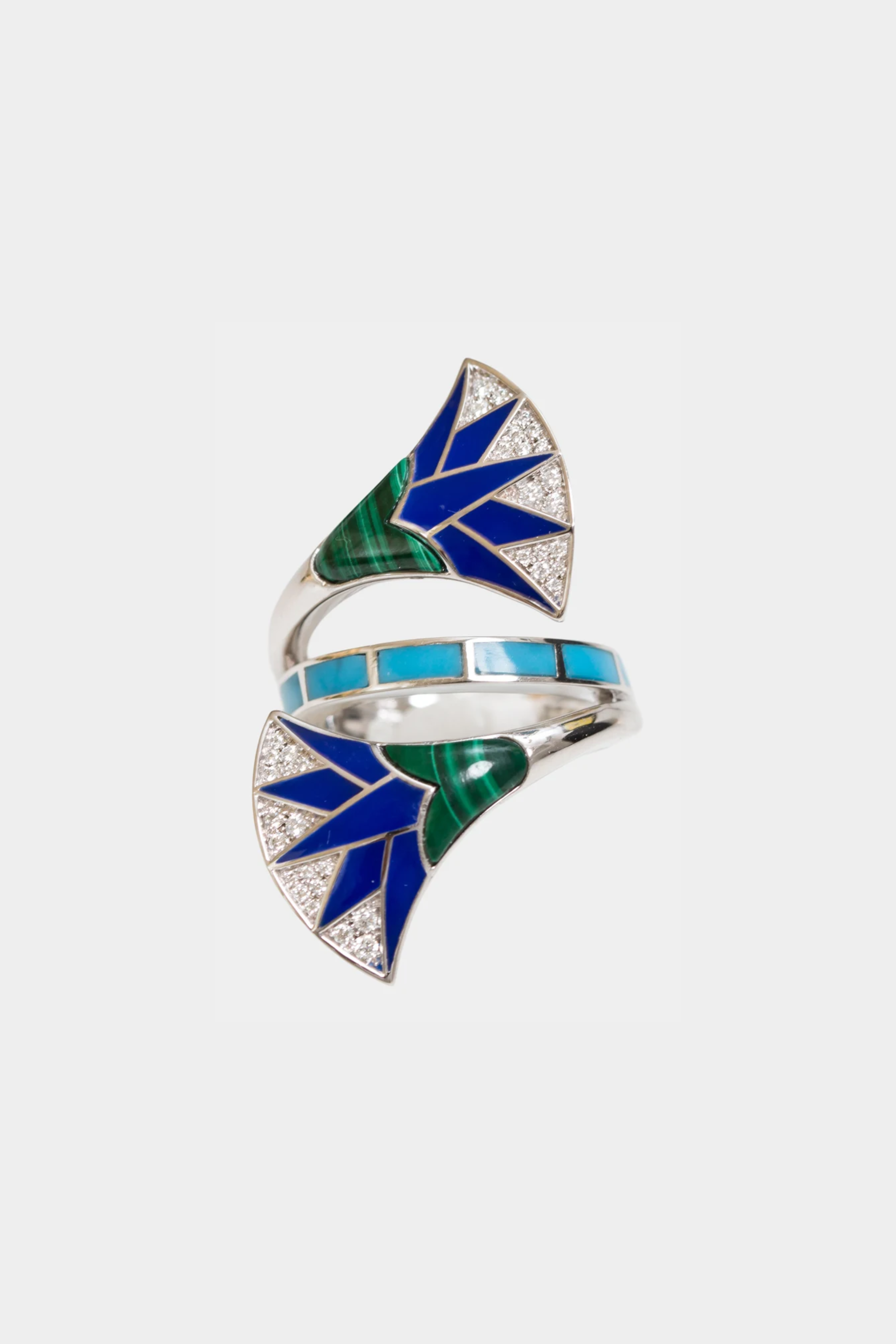 The Lotus Ring With Malachite and Enamel Accents