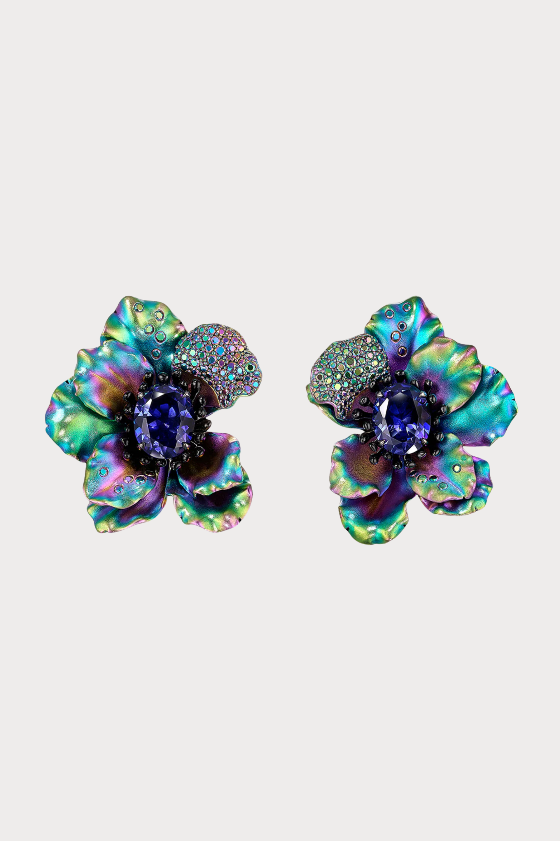 Rainbow Sapphire Poppy Earrings