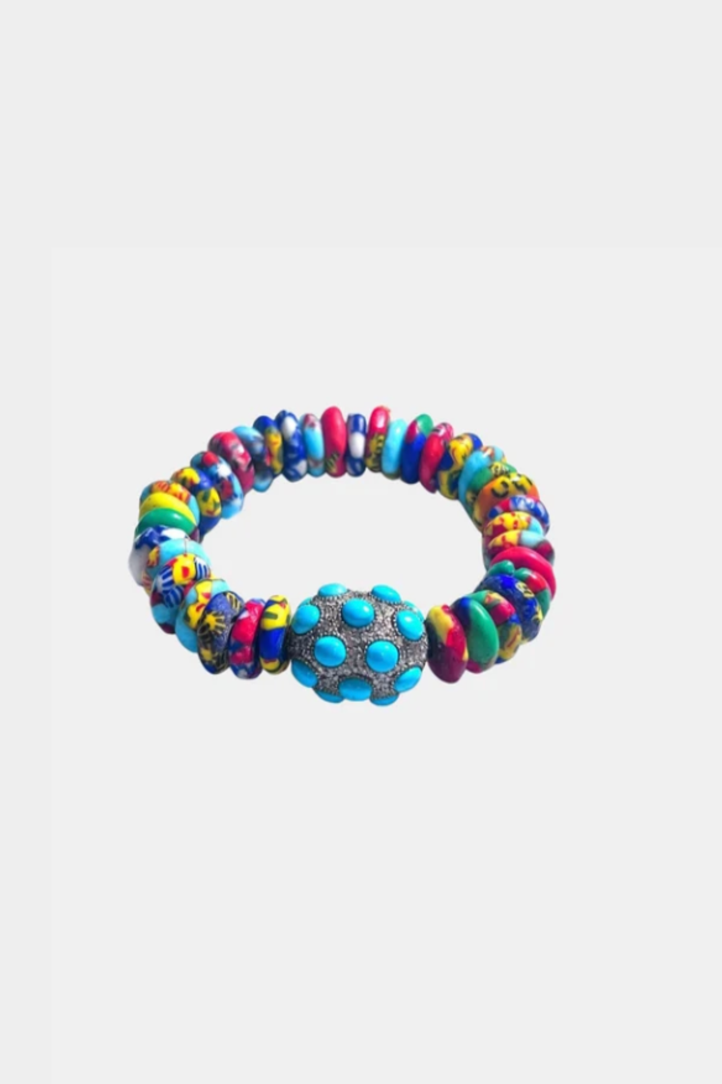 Multi Color Ghana Bracelet with Turquoise Oval