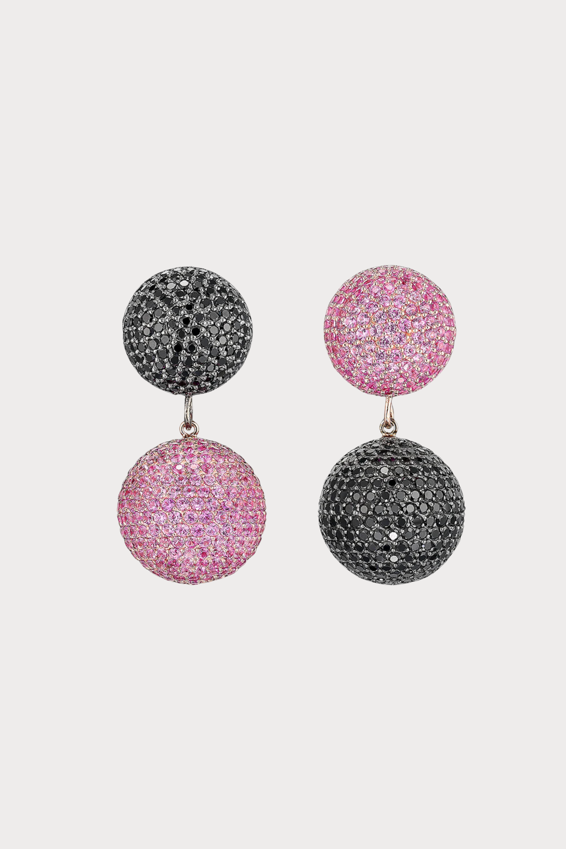 Black Pink Bauble Earrings