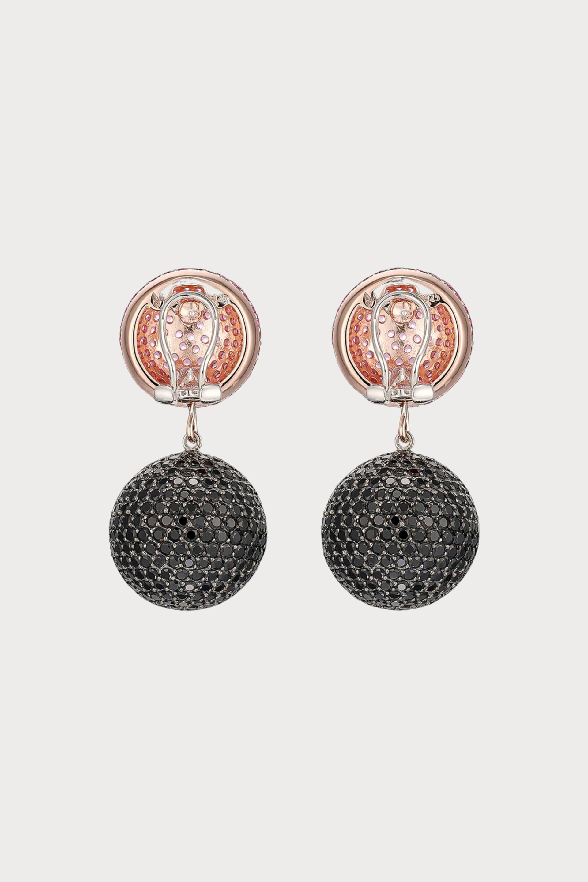 Black Pink Bauble Earrings