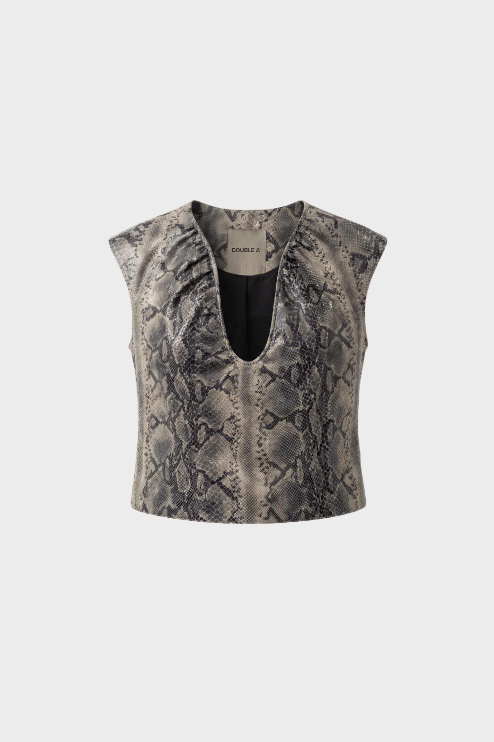 Fiona Leather Top Snake Print