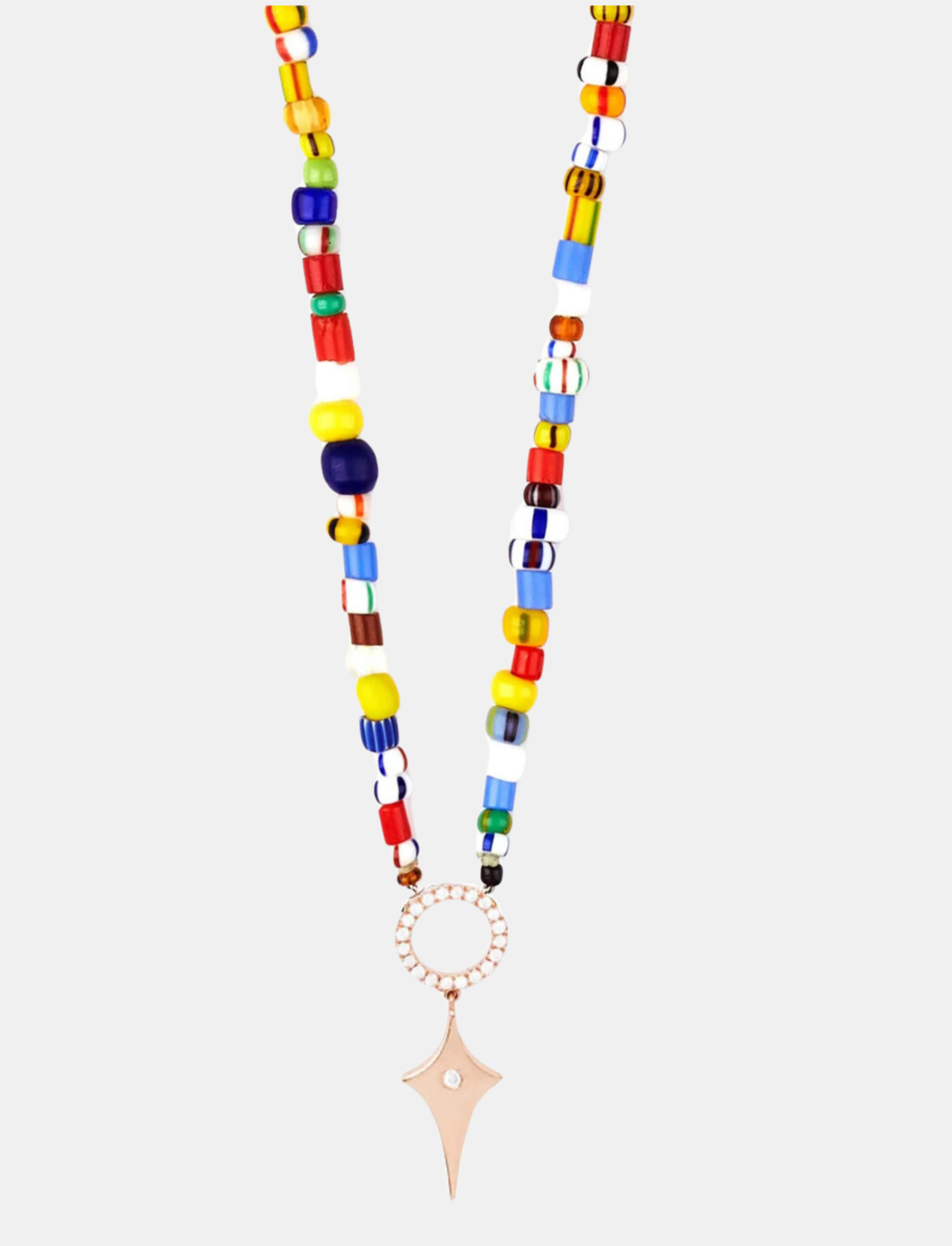 Star Hippie Necklace with Rainbow Beads