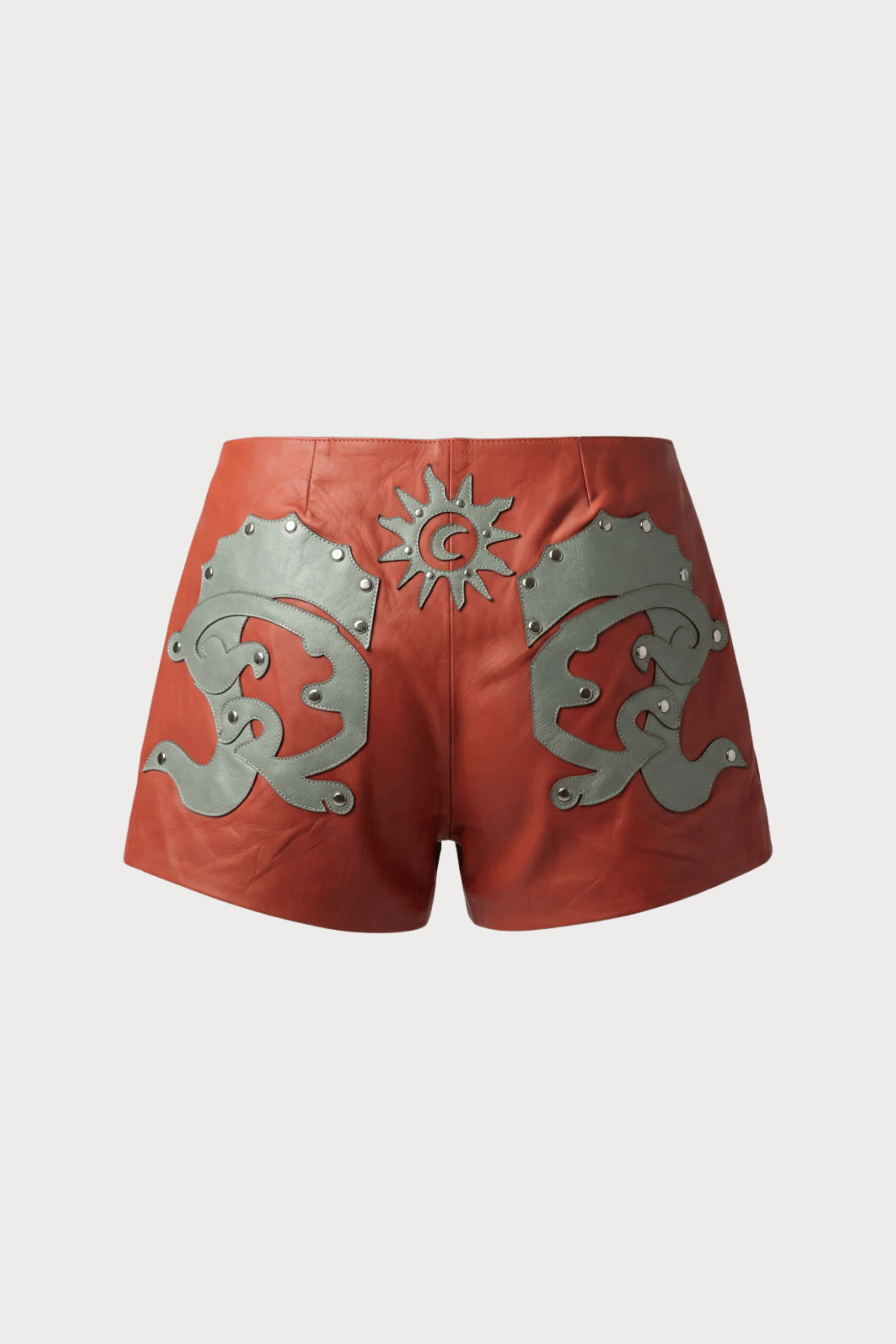 Jason Leather Laser-Cut Shorts Orange