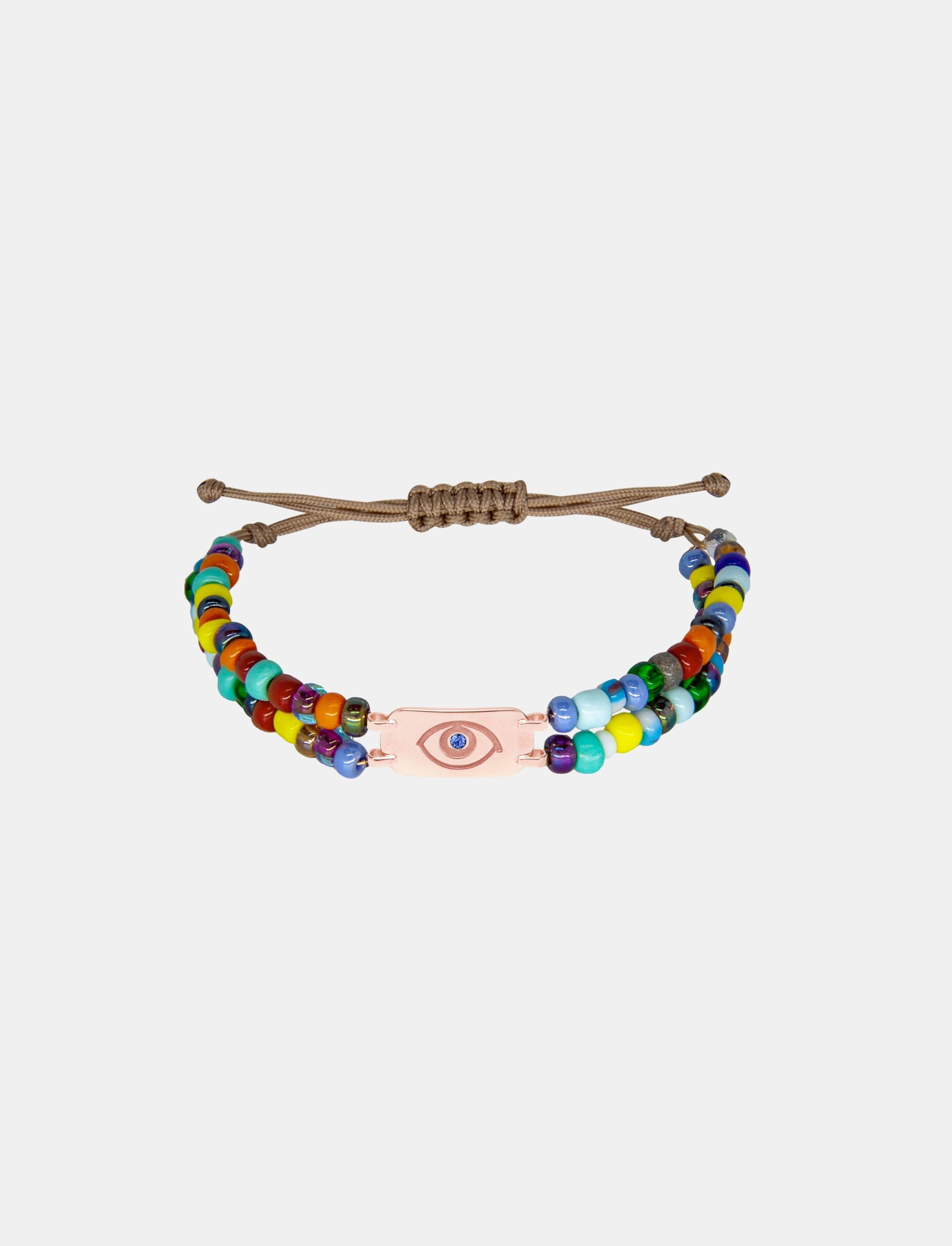 DK x SK Rainbow Double Strand Bracelet with Blue Sapphire Eye