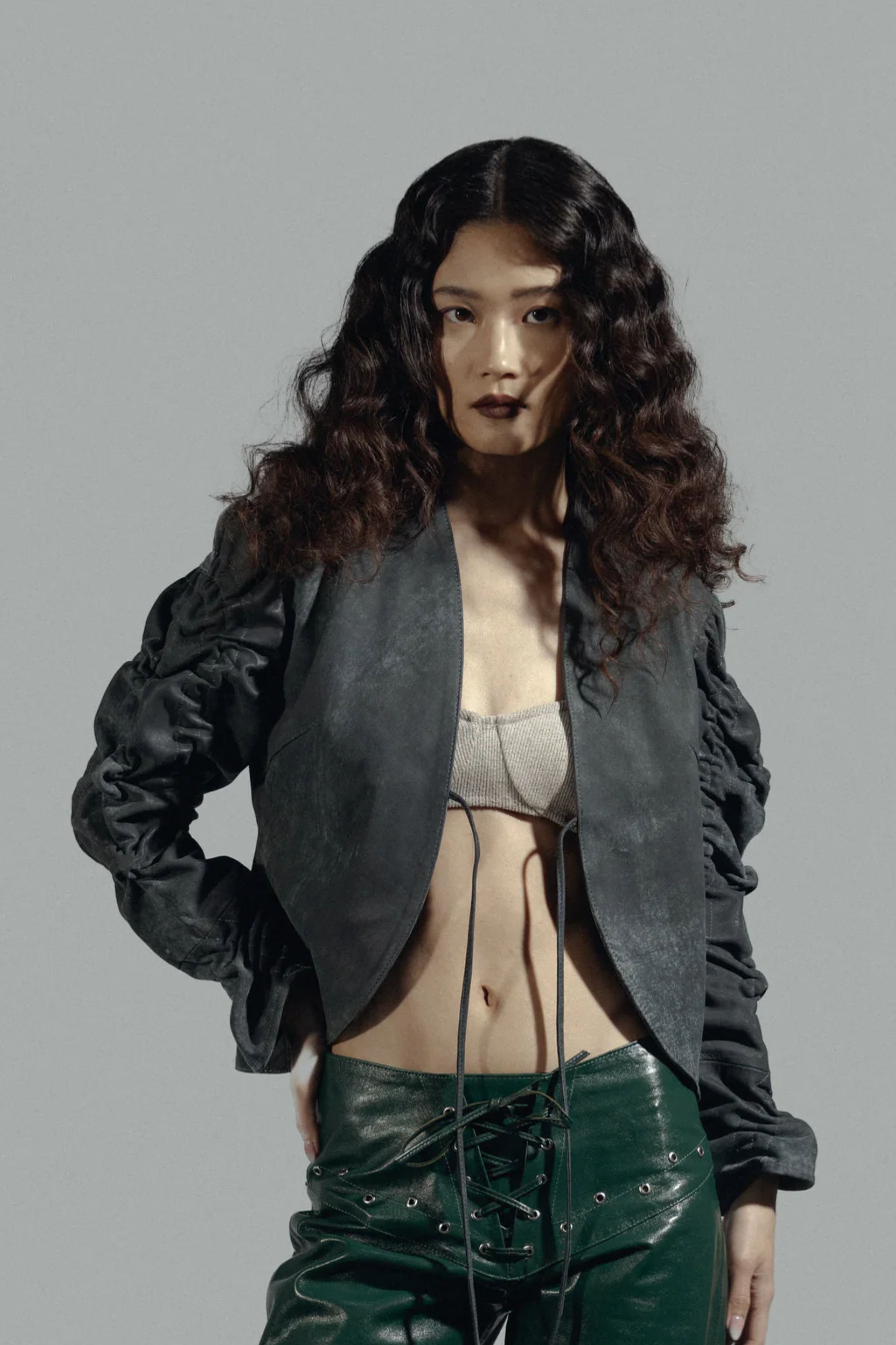 Dylan Leather Jacket Washed Grey