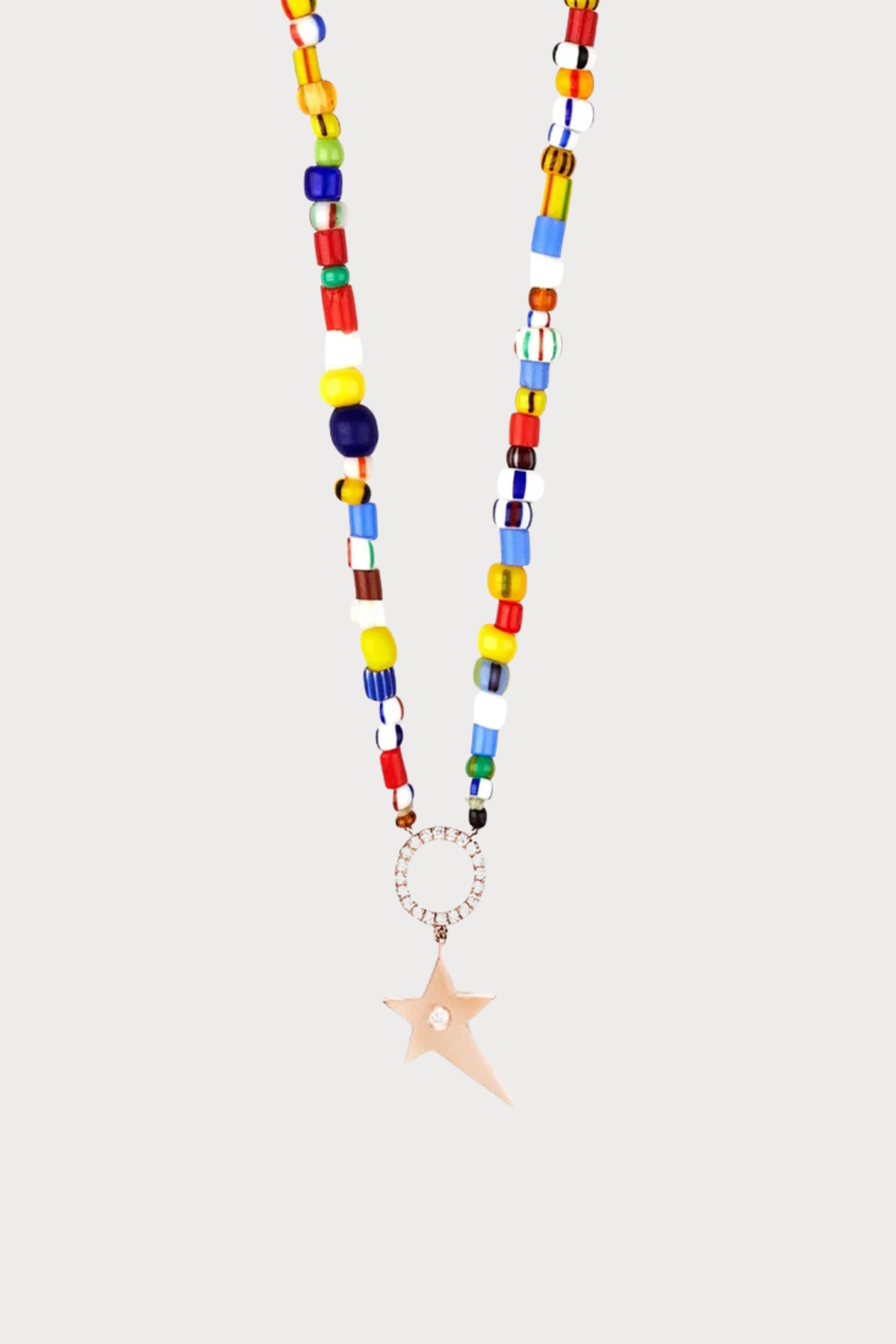 Star Hippie Necklace with Rainbow Beads