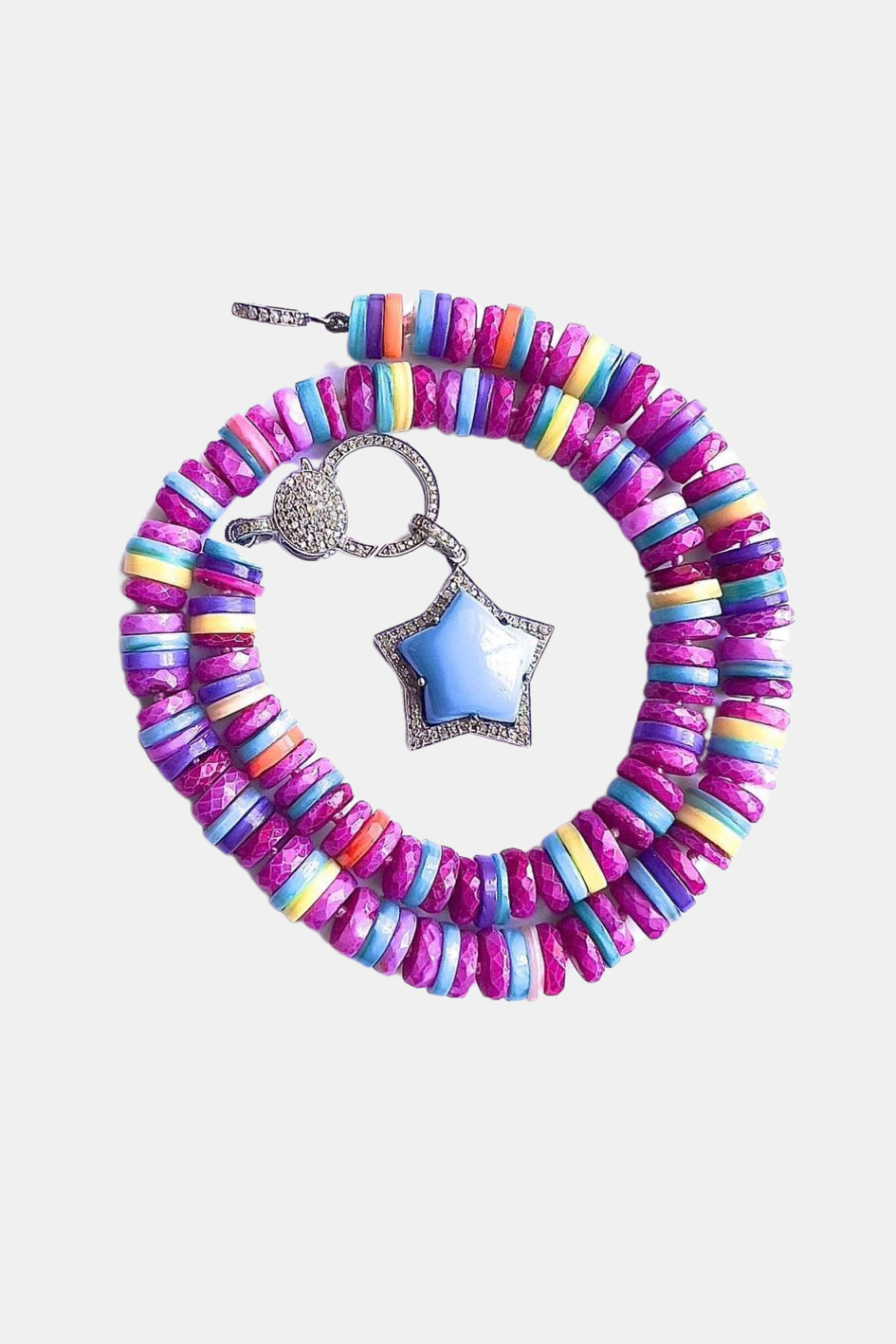 Multi Color Opal & Shell Knotted Star Necklace
