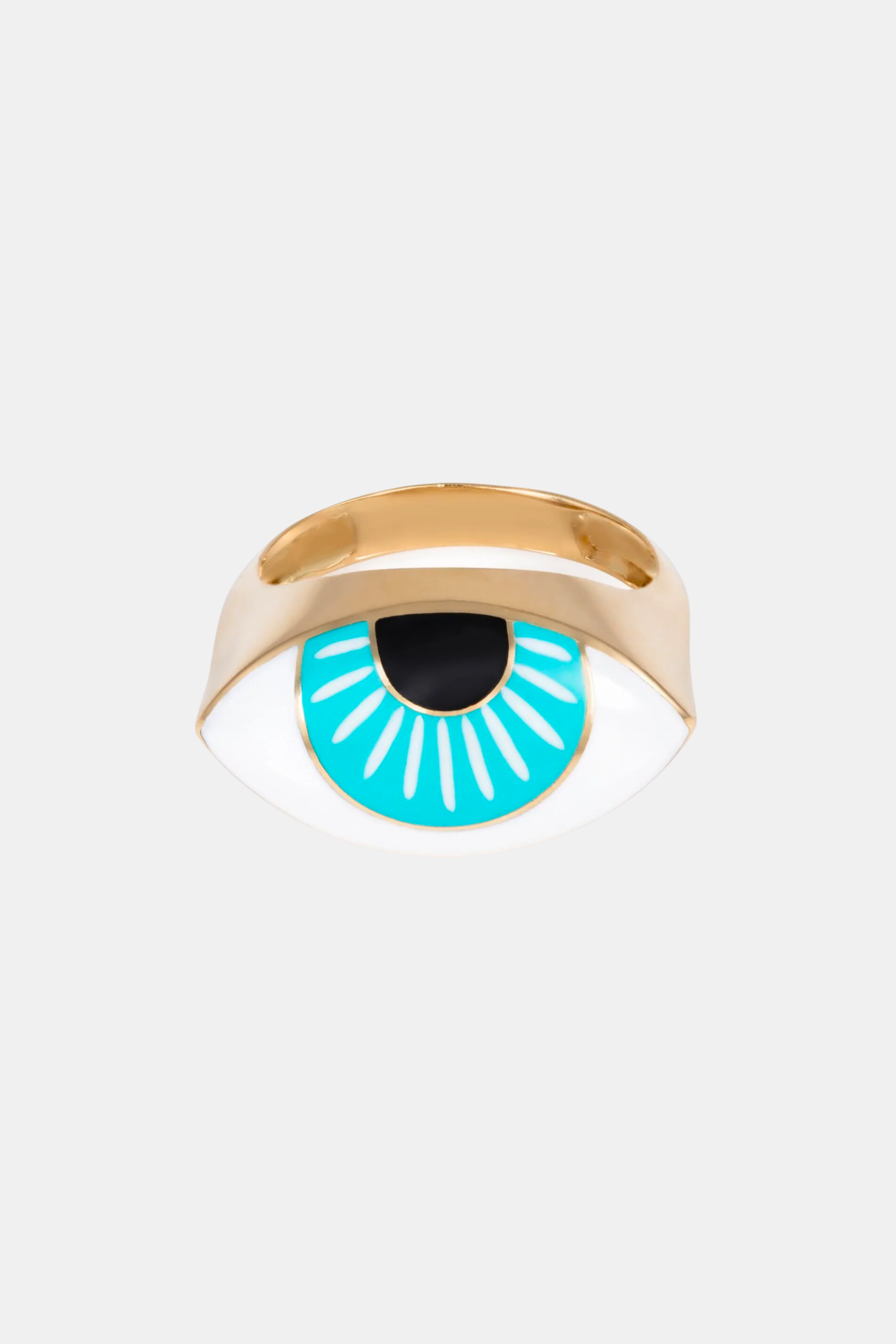 Aqua Eye Enamel Pinkey Ring