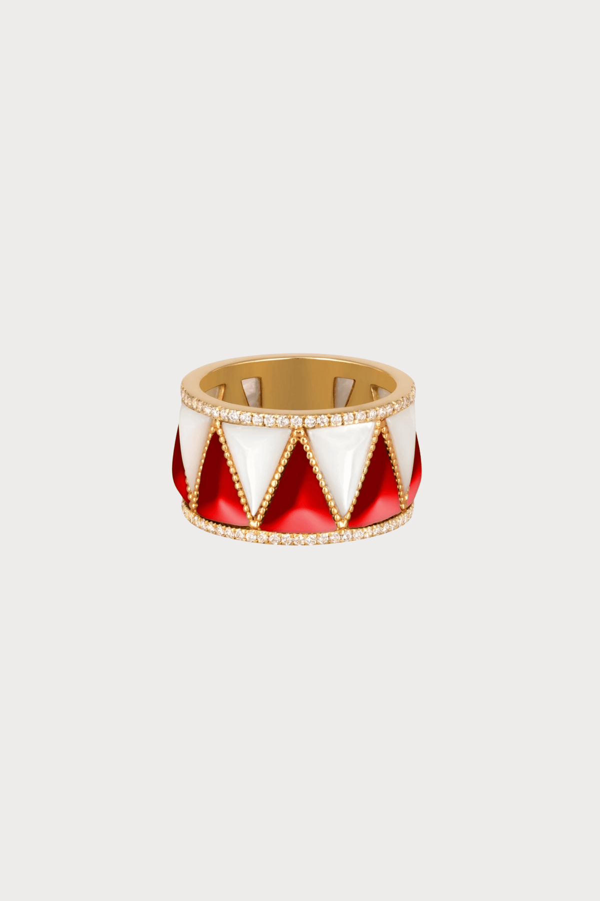 Soho Gold Encrusted With Ruby And Mother Of Pearl Pulse Ring