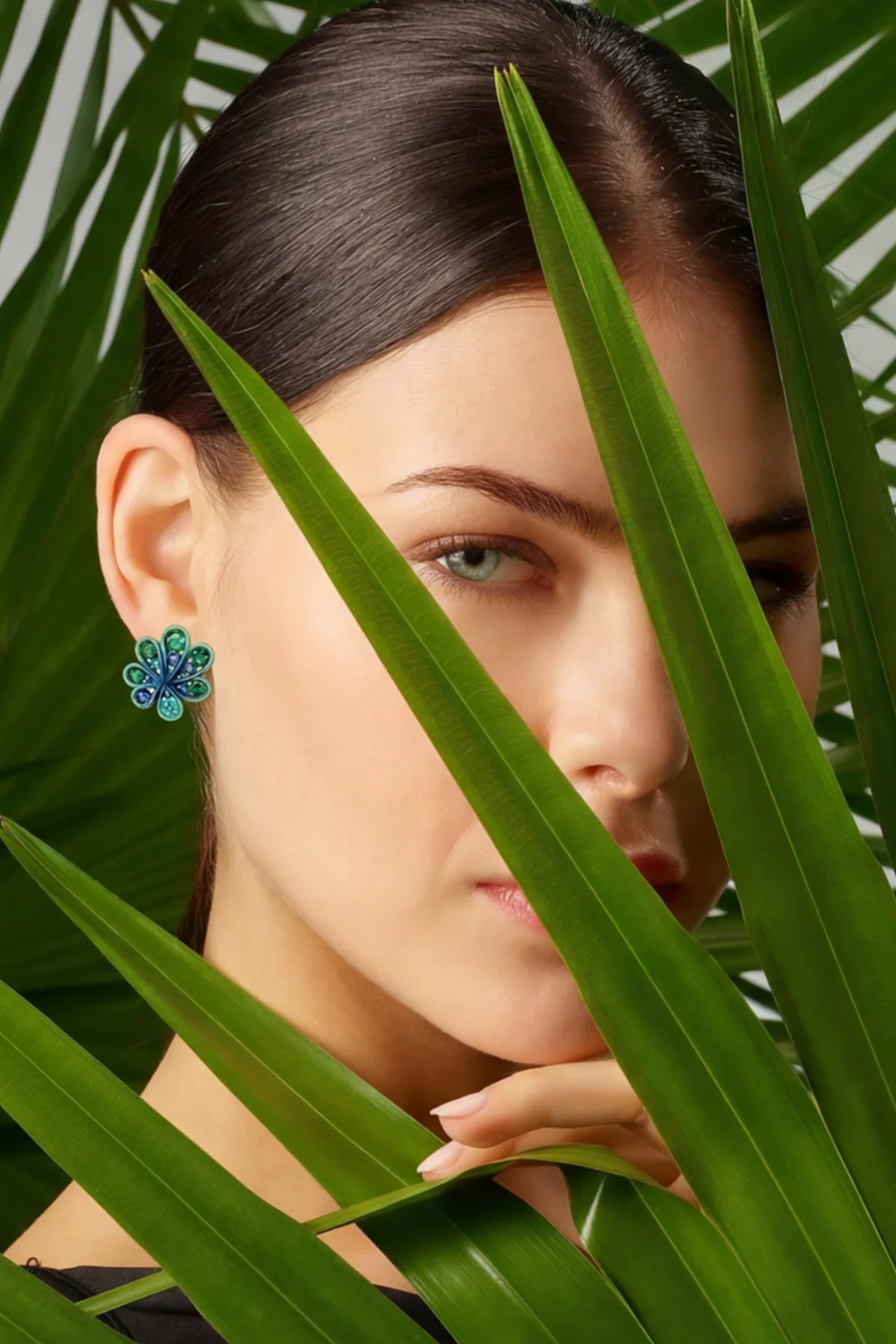 Emerald Sapphire Chanterelle Studs