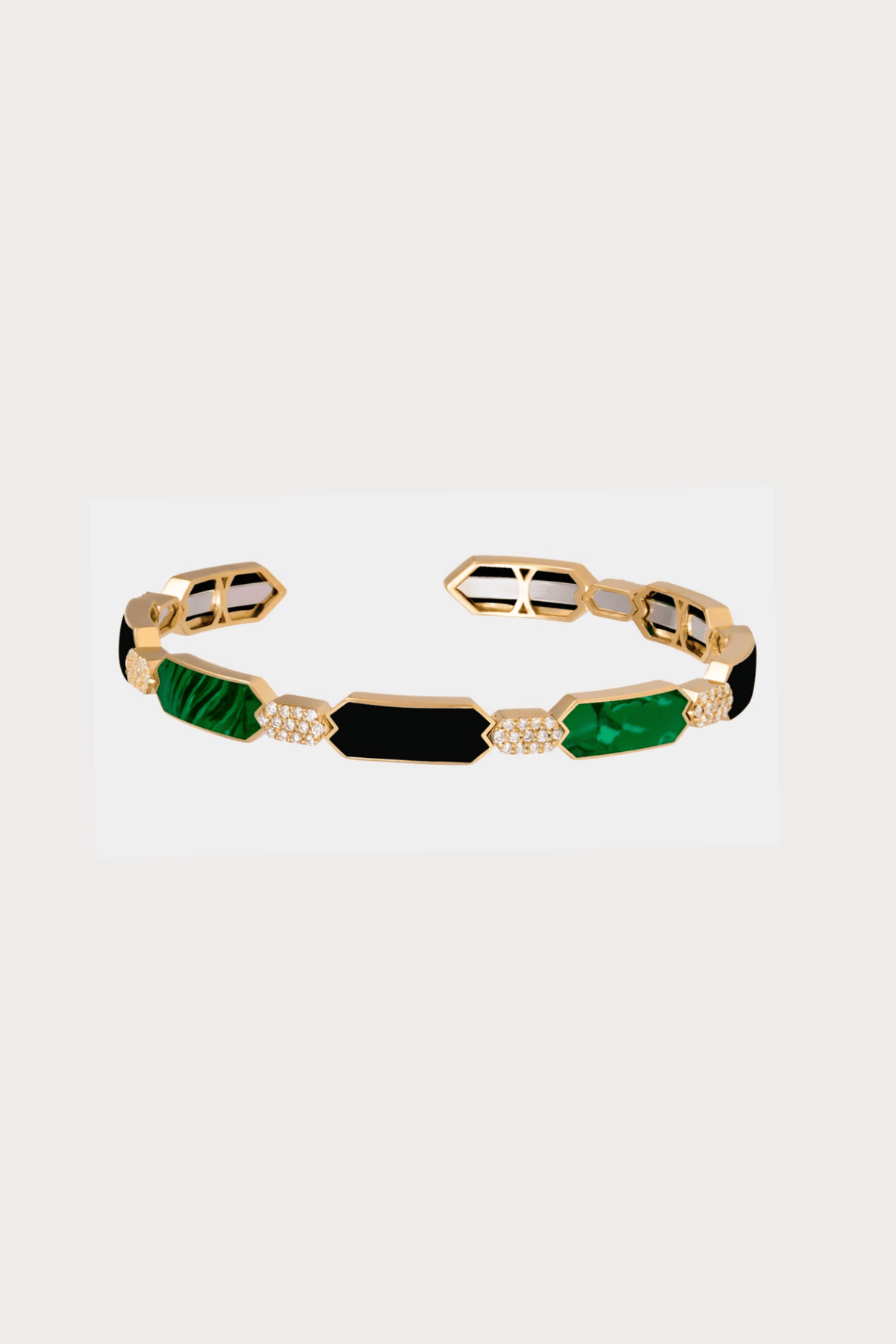 Soho Gold With Malachite And Onyx Bangle
