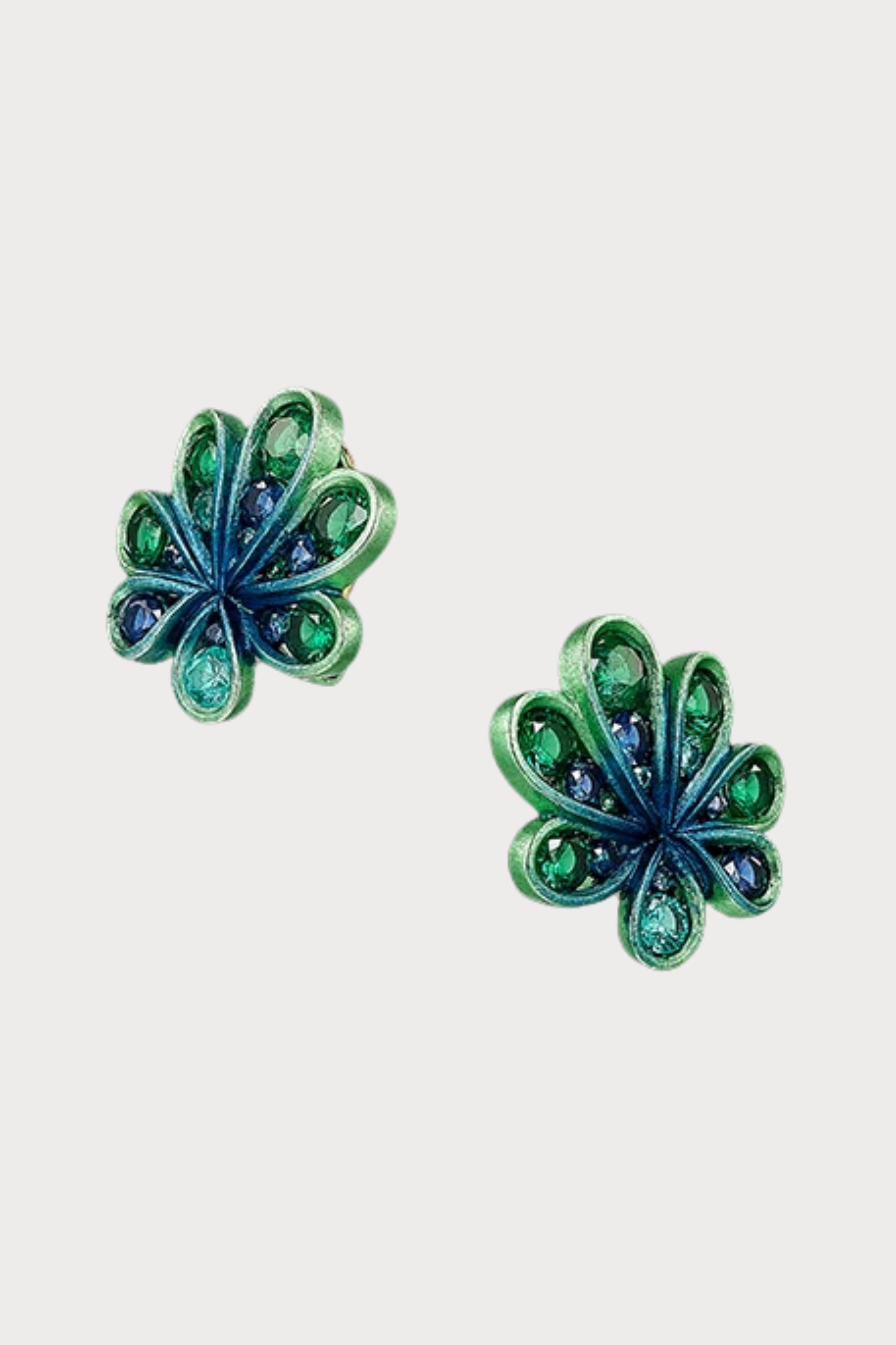 Emerald Sapphire Chanterelle Studs