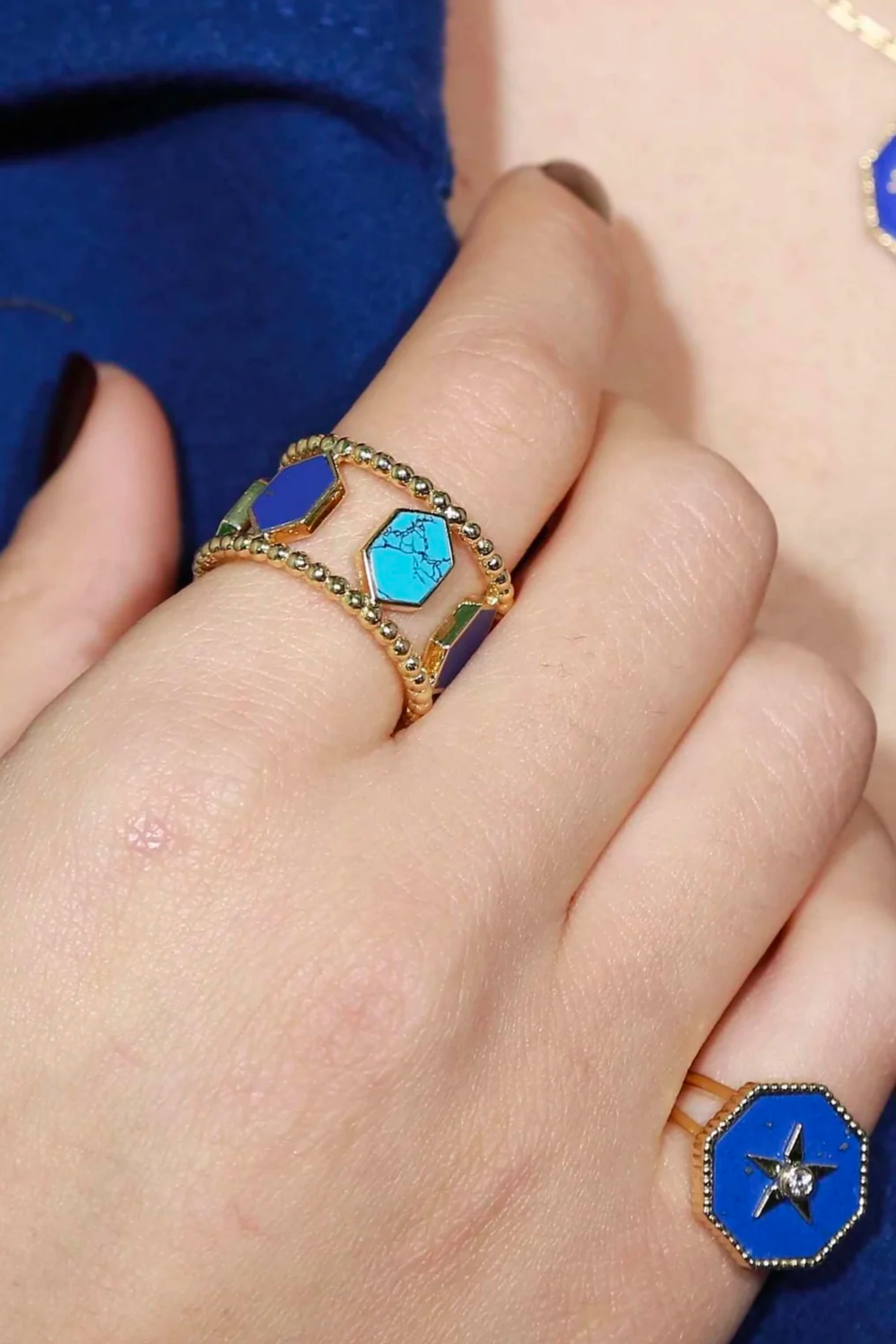 Joyful Lapis Lazuli Malachite Ring