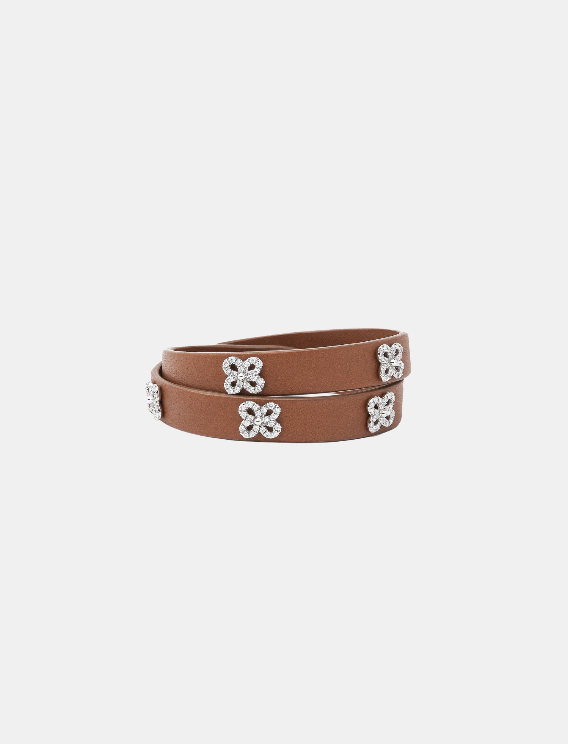 Diamond Flower Leather Bracelet