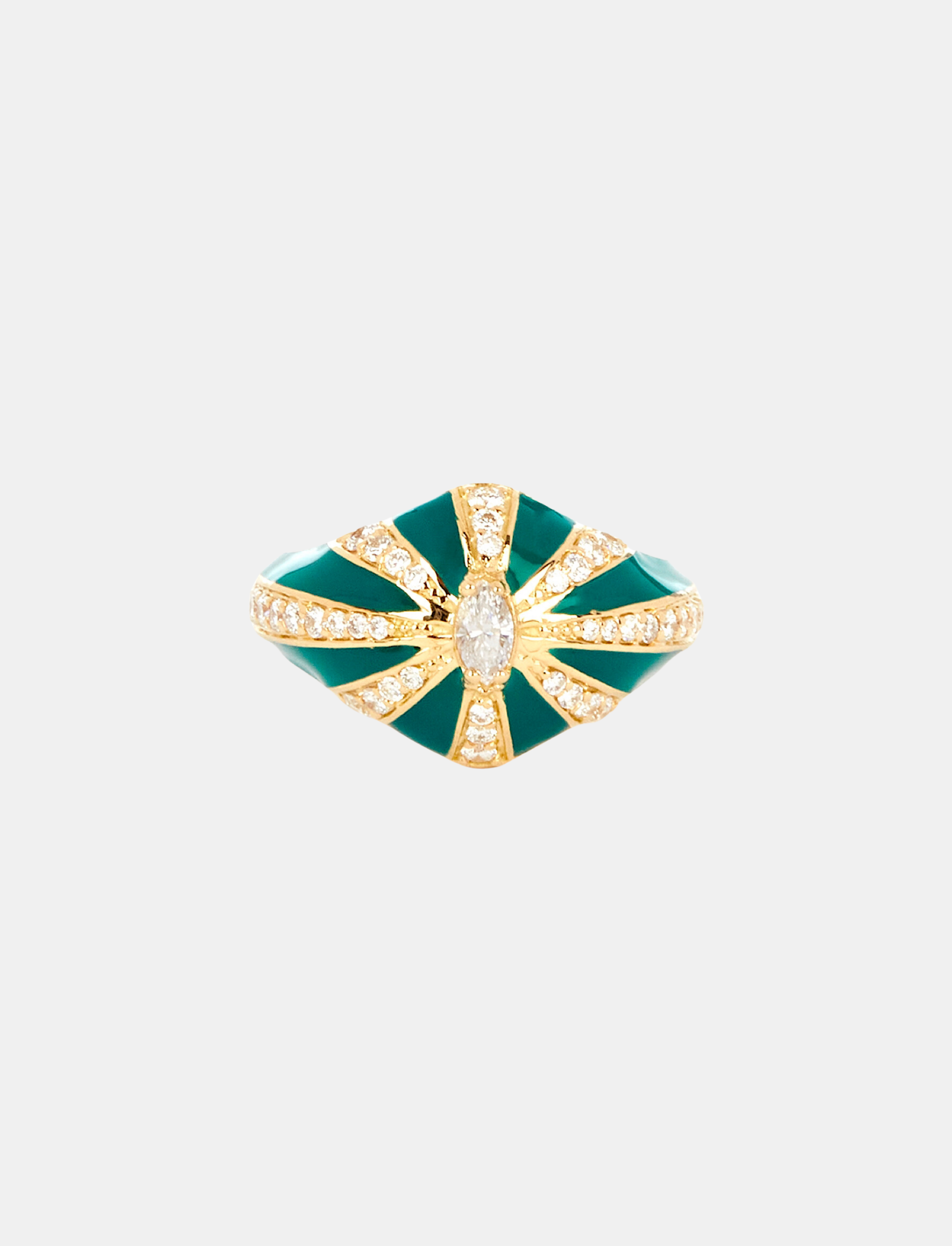 Lila Ring with Green Enamel