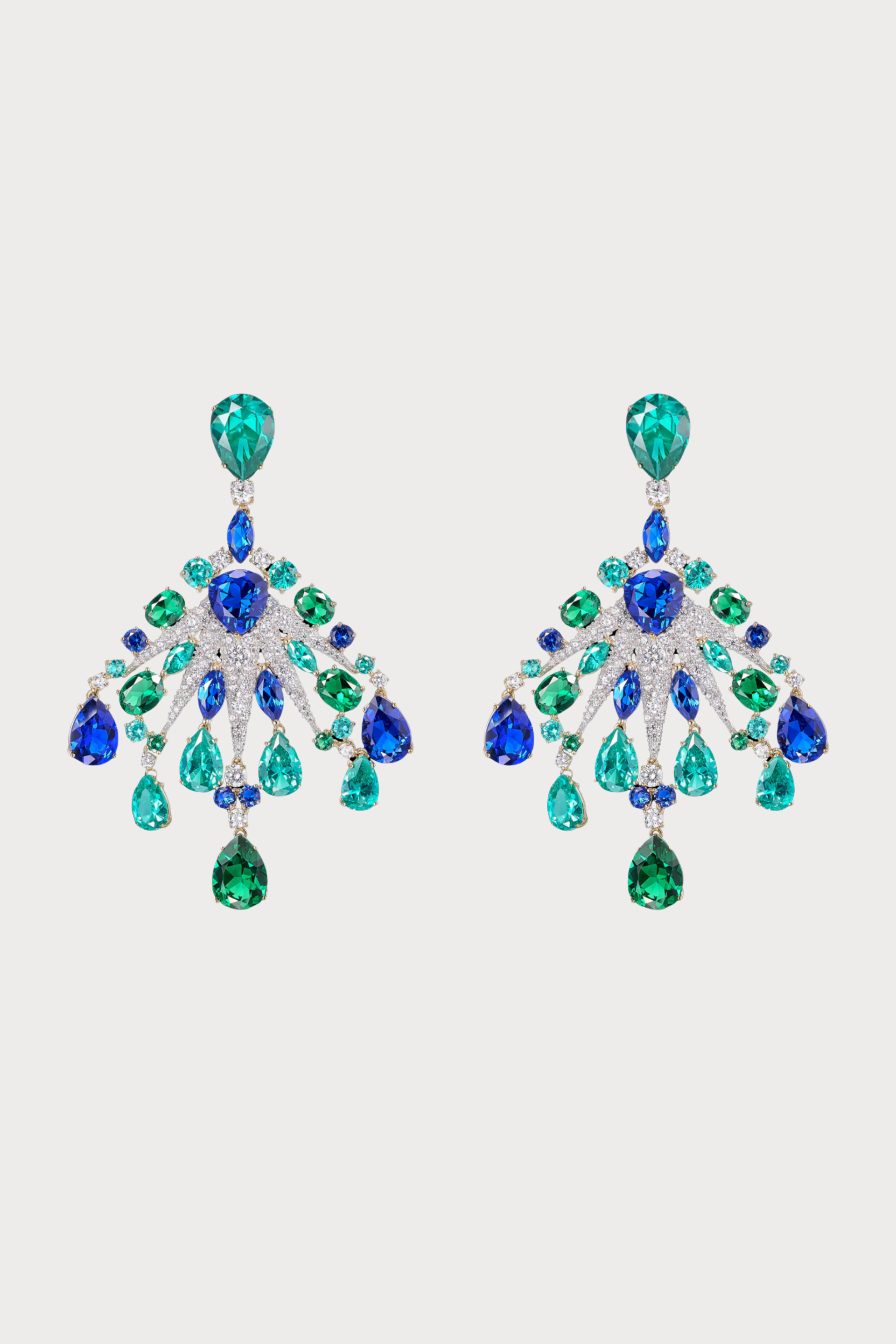 Emerald Sapphire Starburst Earrings