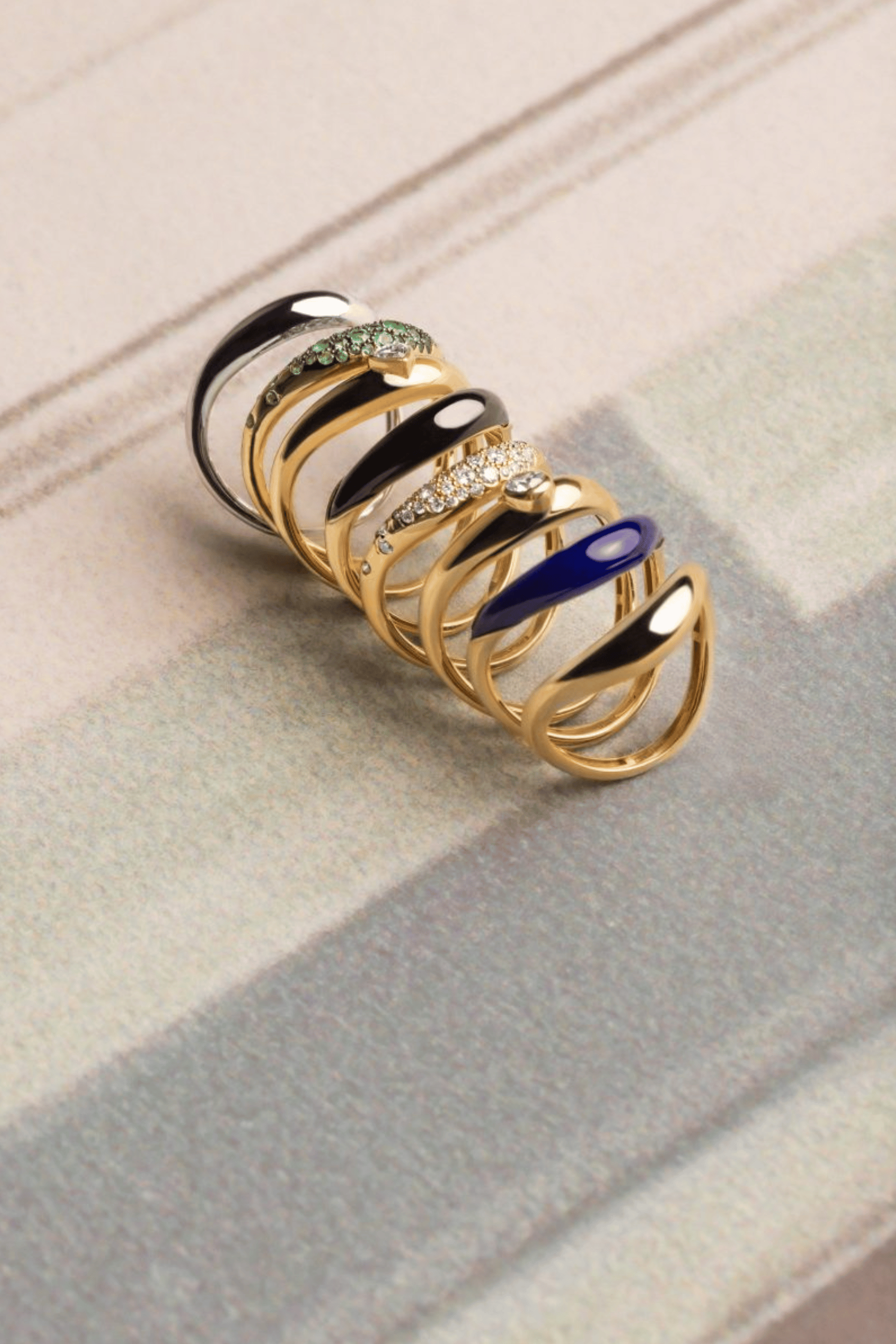 Full Emerlad Stackable Gold Ring