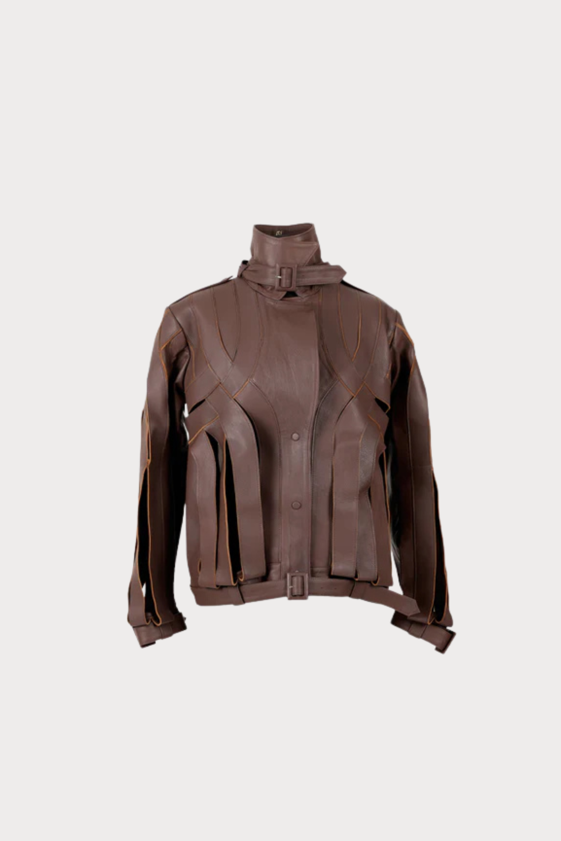 Brianna Oversized Leather Jacket Brown