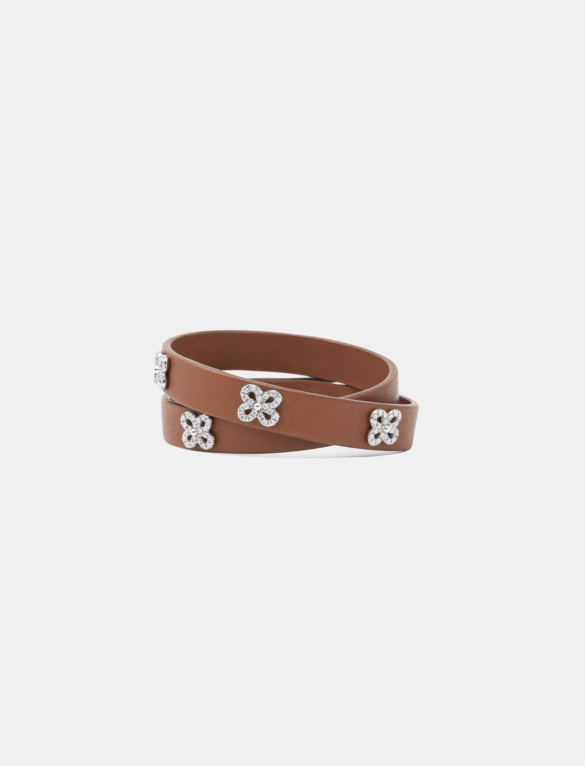 Diamond Flower Leather Bracelet