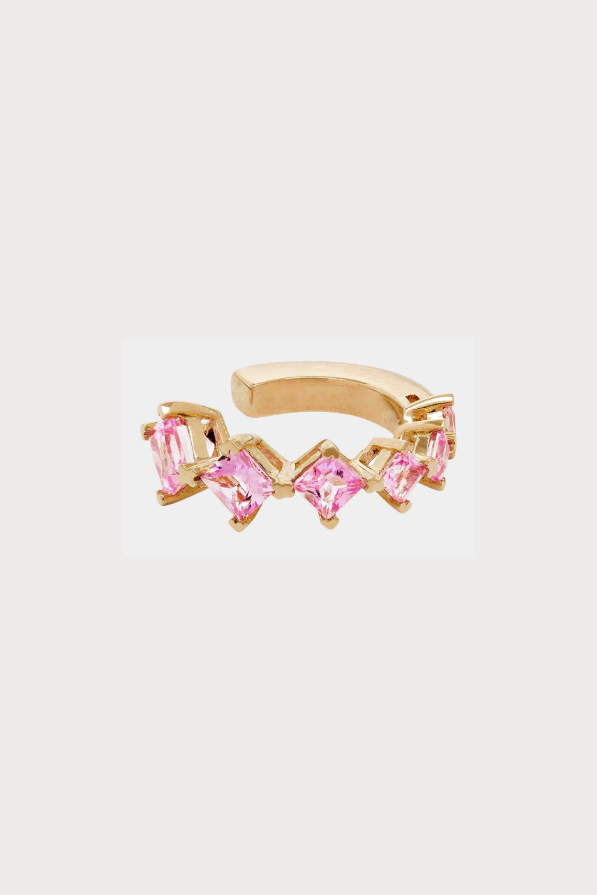 Pink Sapphire Round Ear Cuff