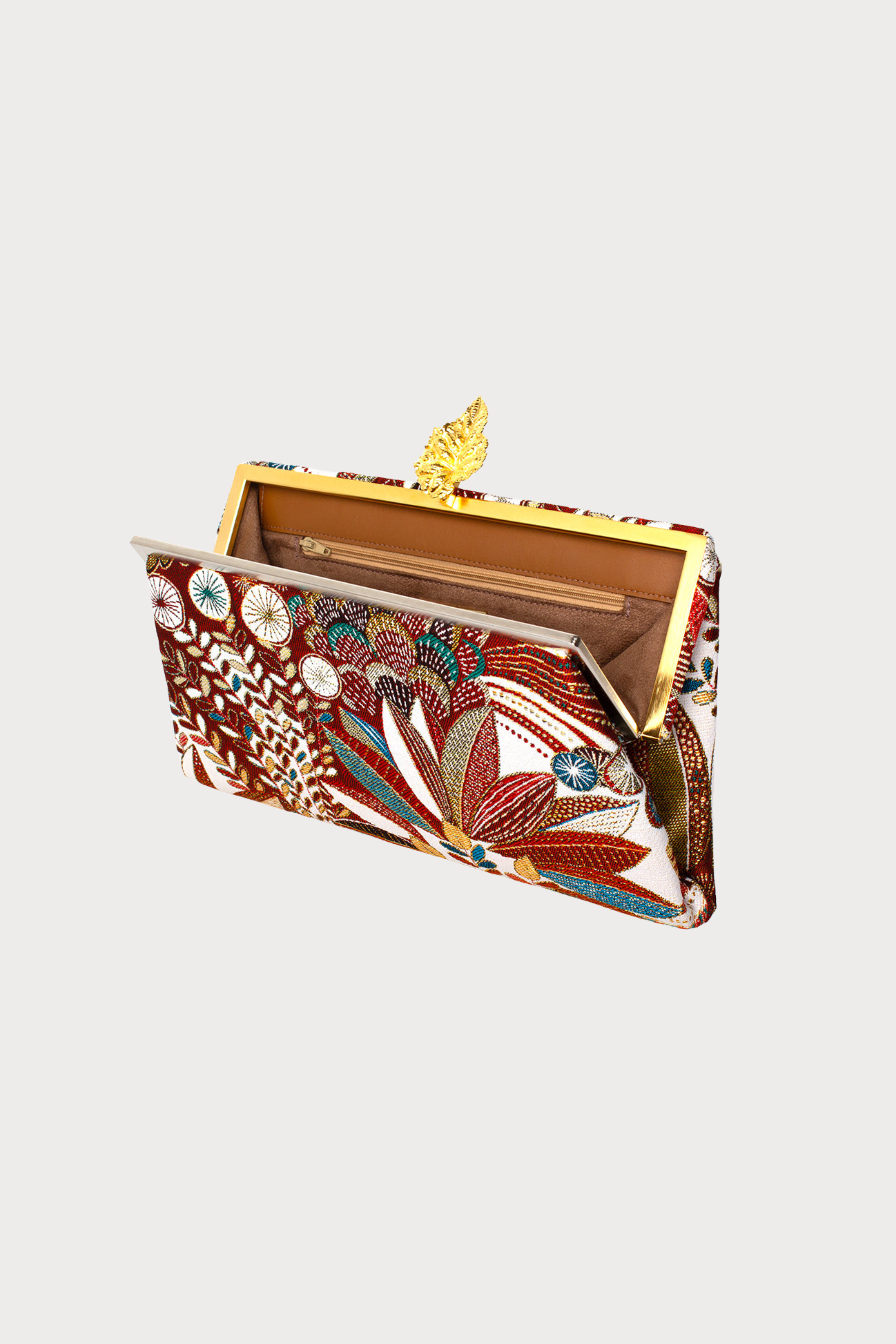 Leaf On Brown Jungle Grace Clutch