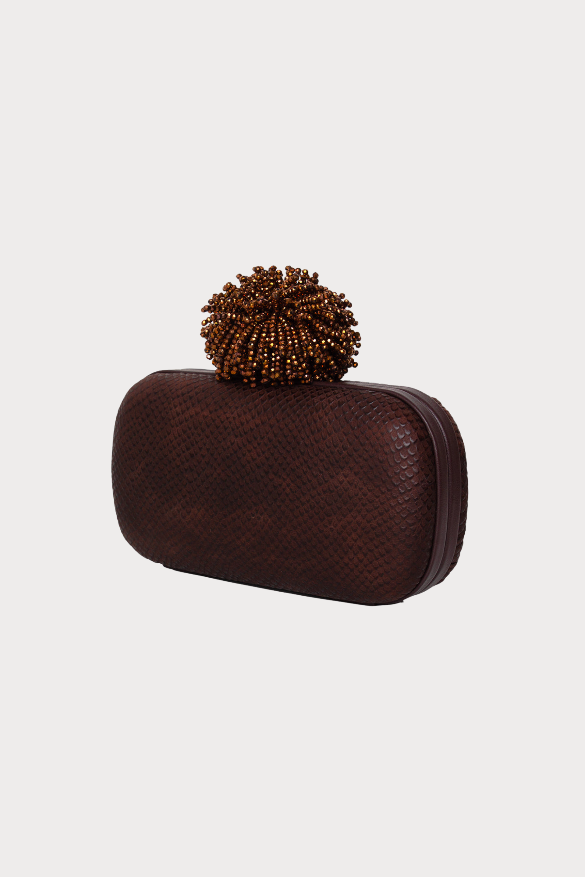 Dahlia Crystal On Brown Leather Box