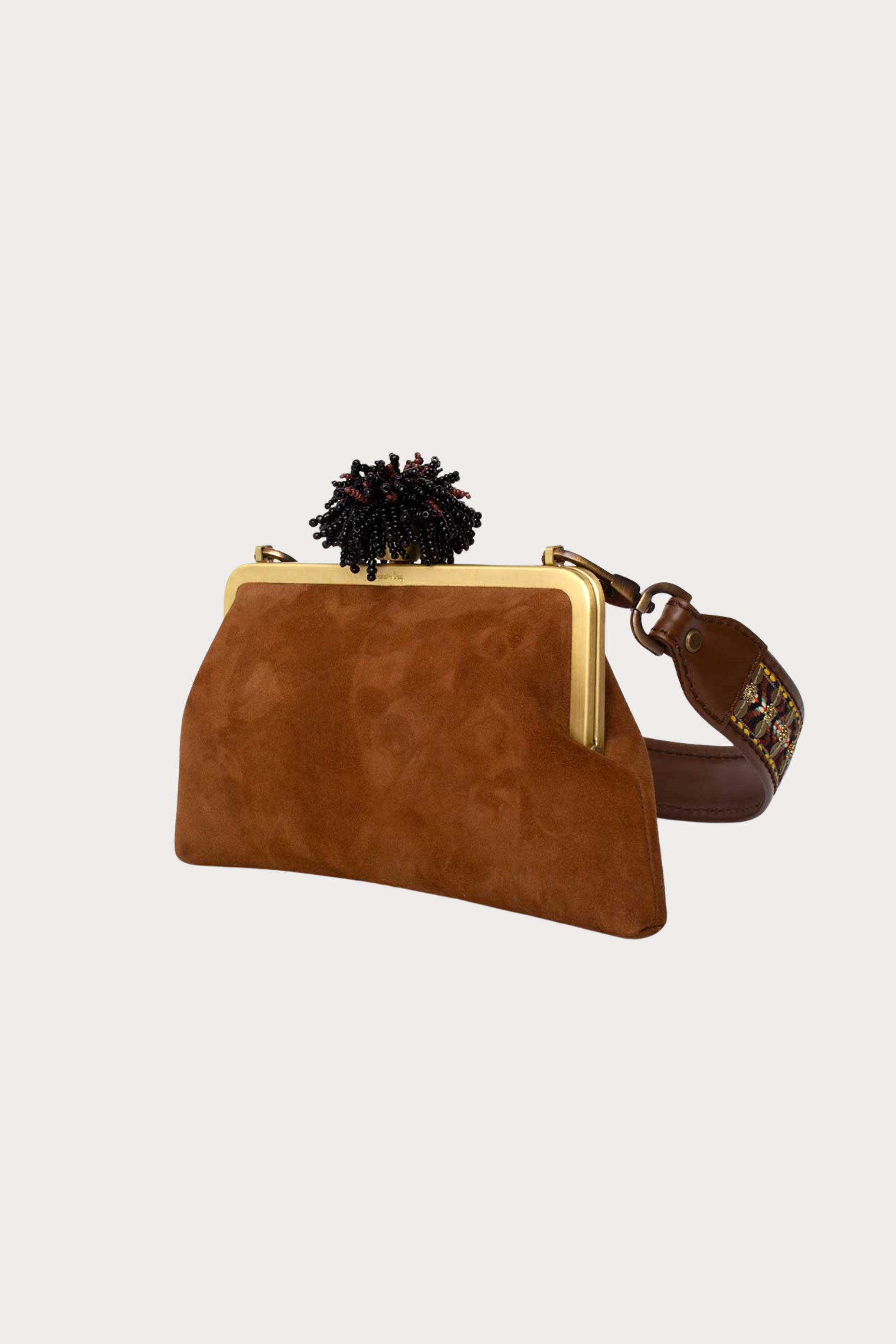 Dahlia On Brown Suede Classic Bag With Strap