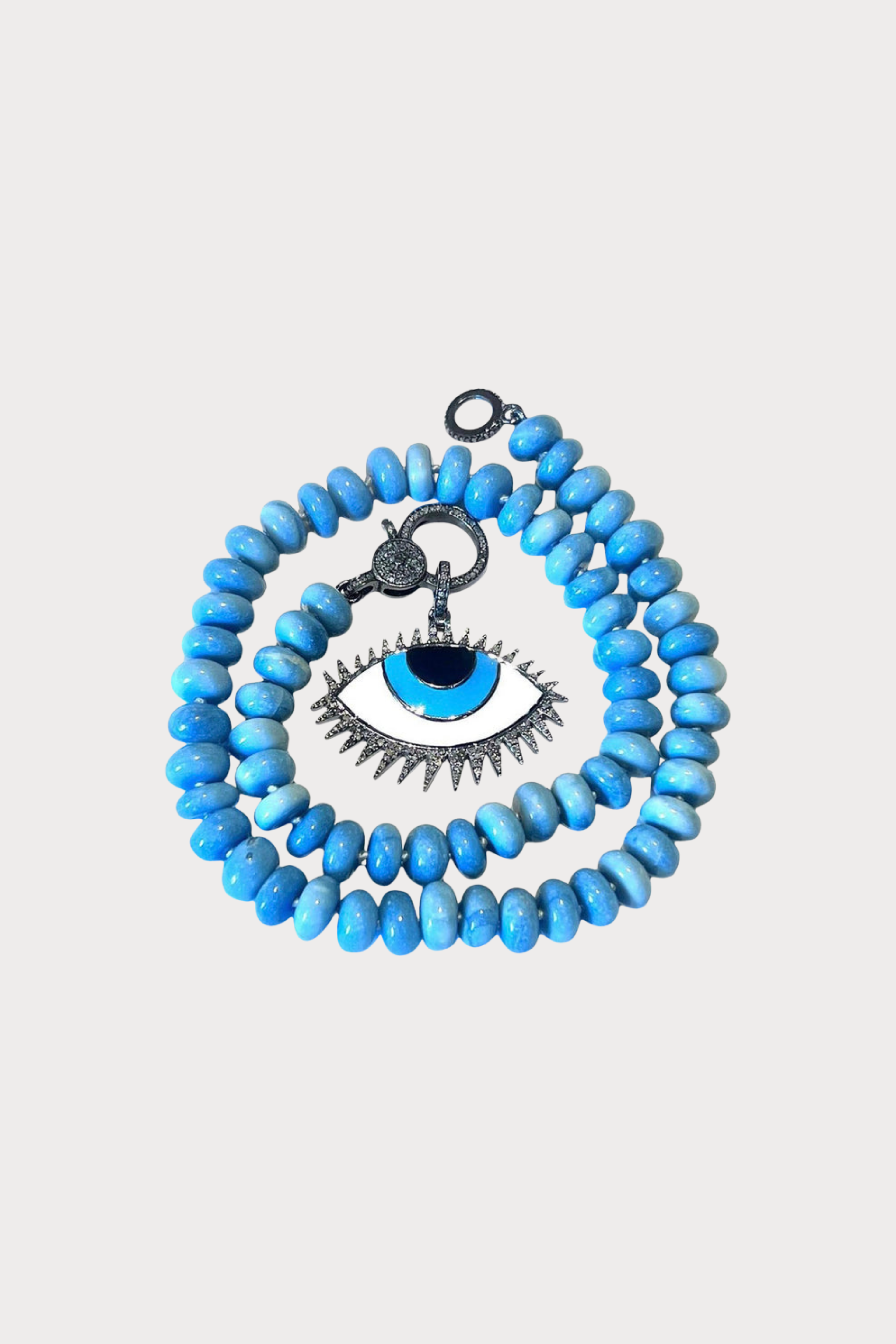 Blue Opal Diamond Evil Eye Necklace
