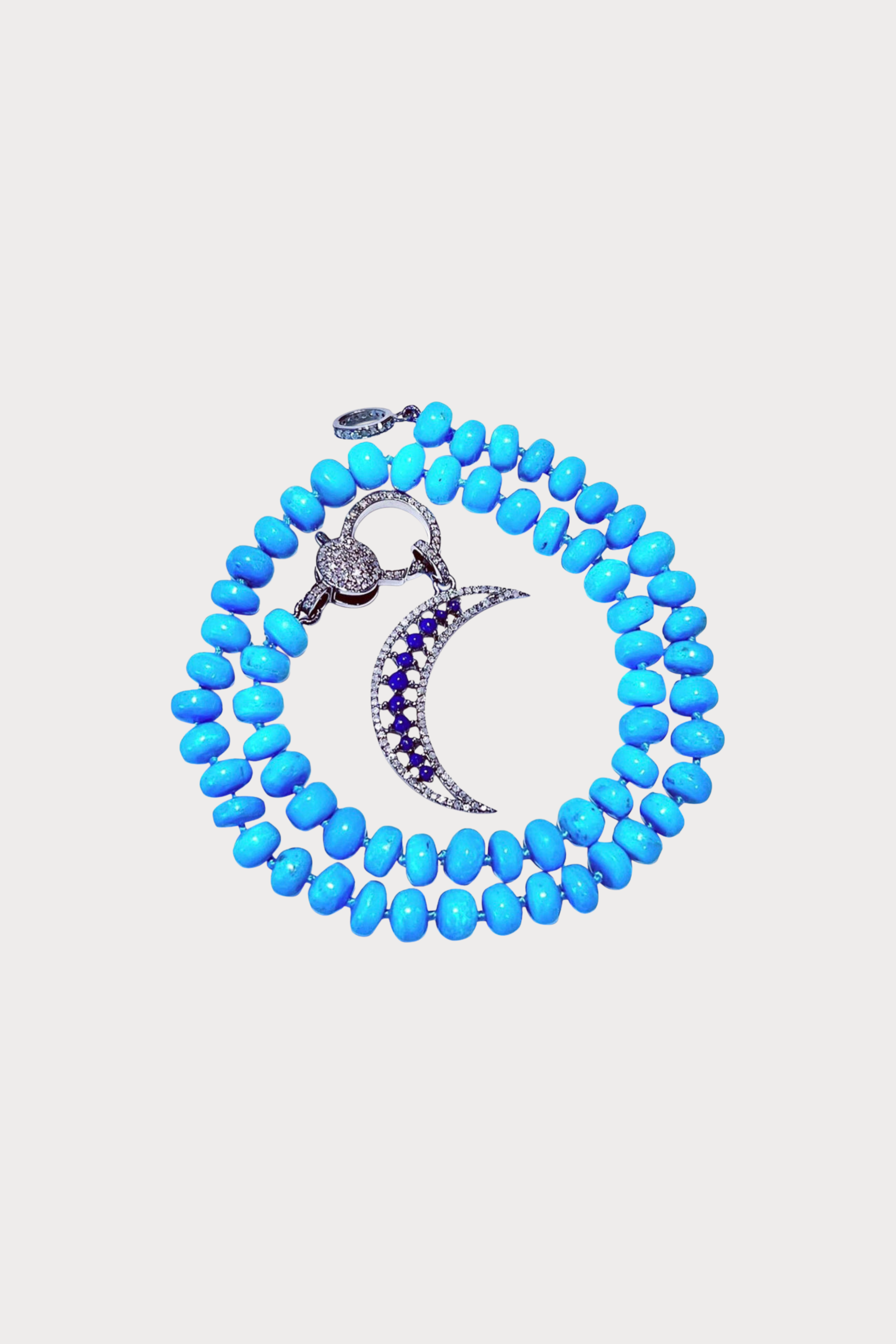 Turquoise Knotted Necklace with a Moon Pendant