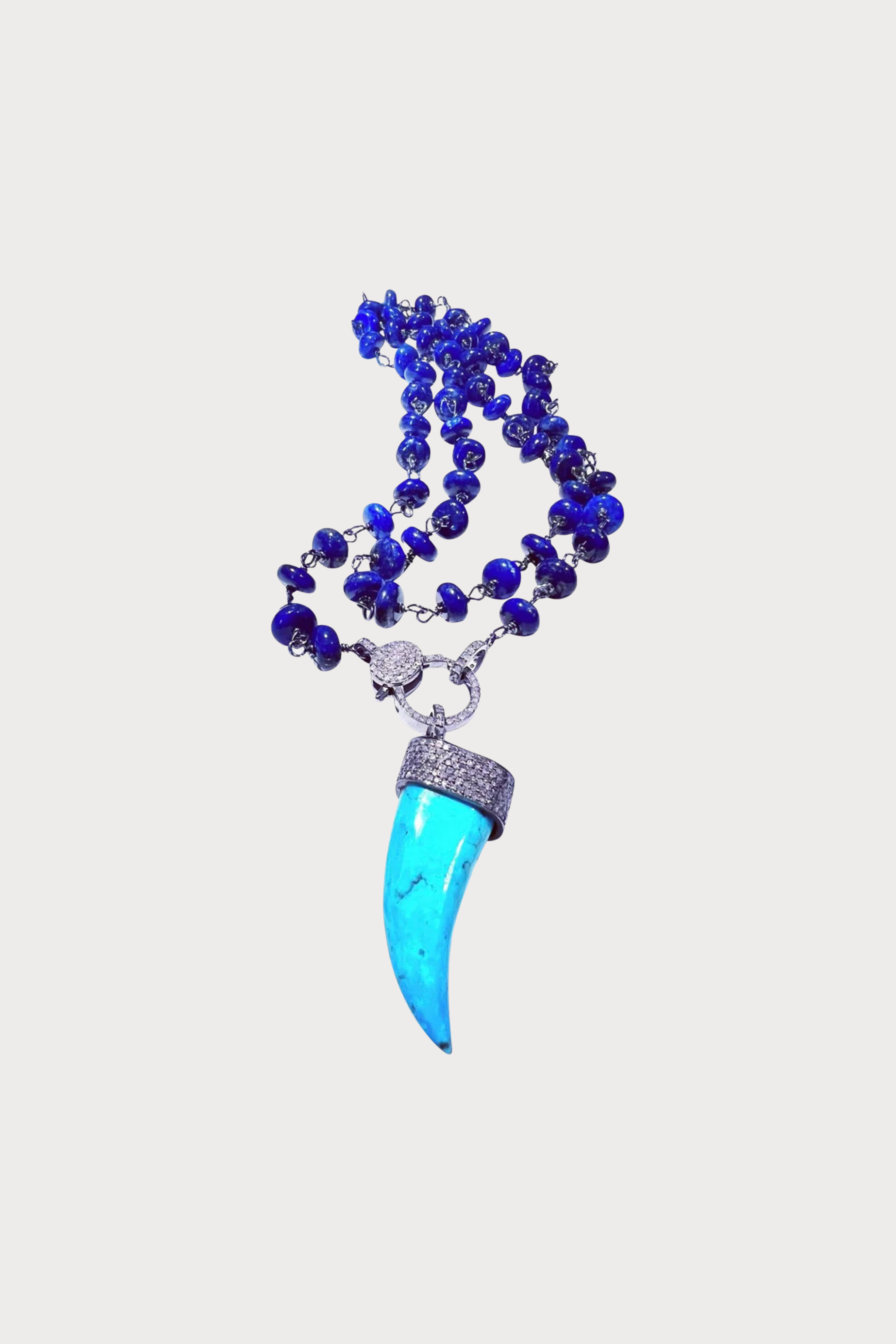 Lapis Chain with Turquoise Horn Necklace