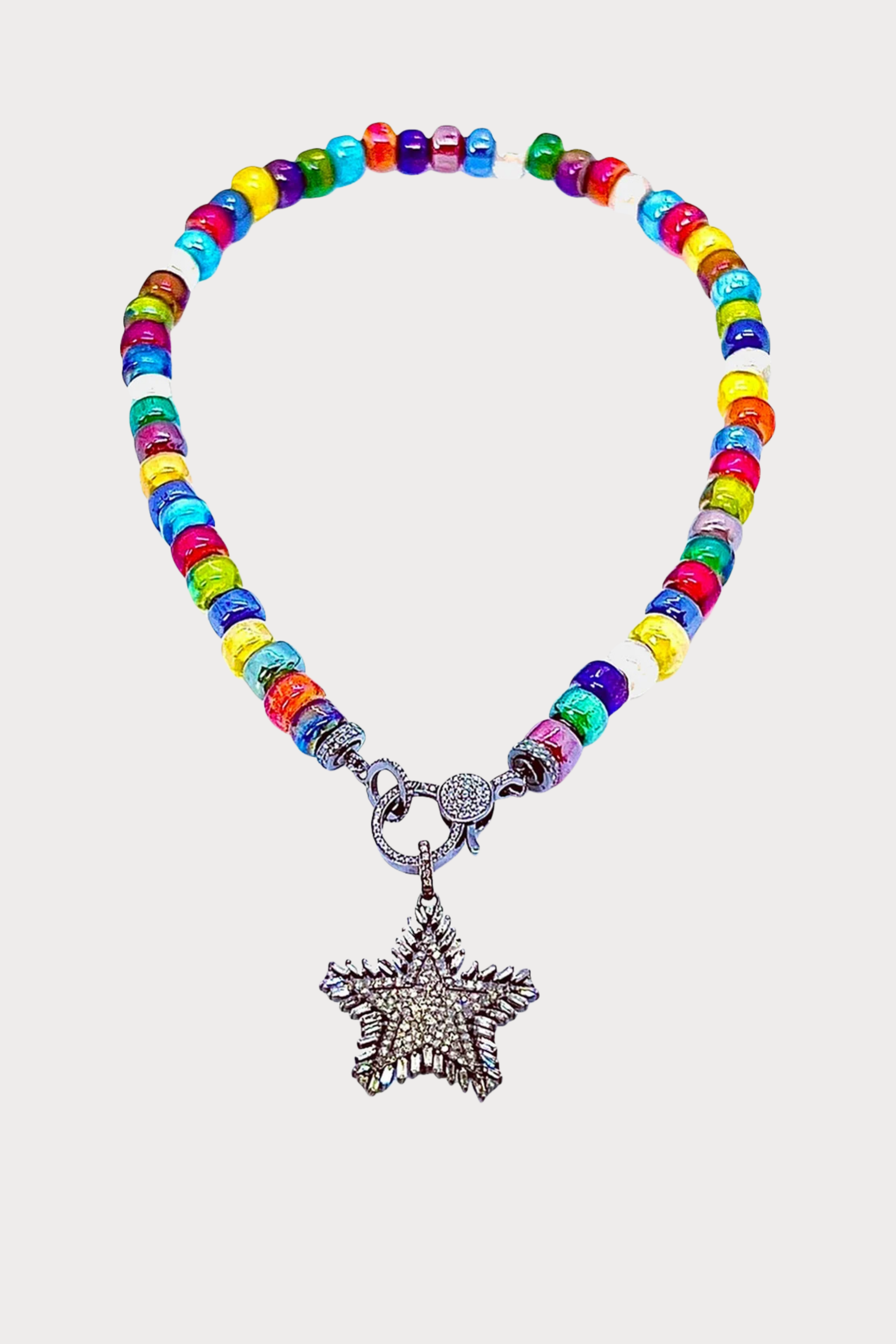 Multi-Coloured Necklace with Diamond Star Pendant