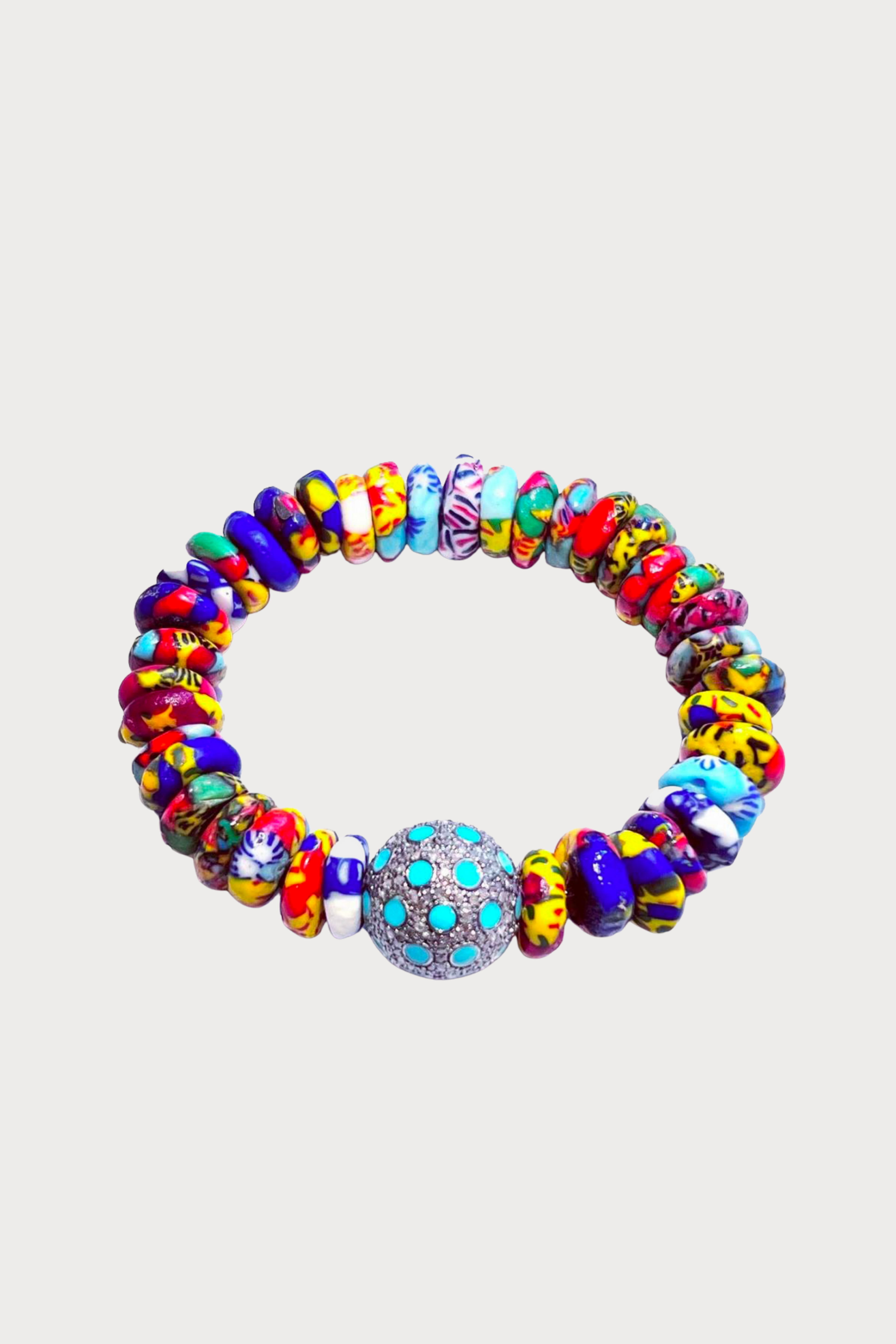 Ghana Multi Color Bracelet with Turquoise Nugget