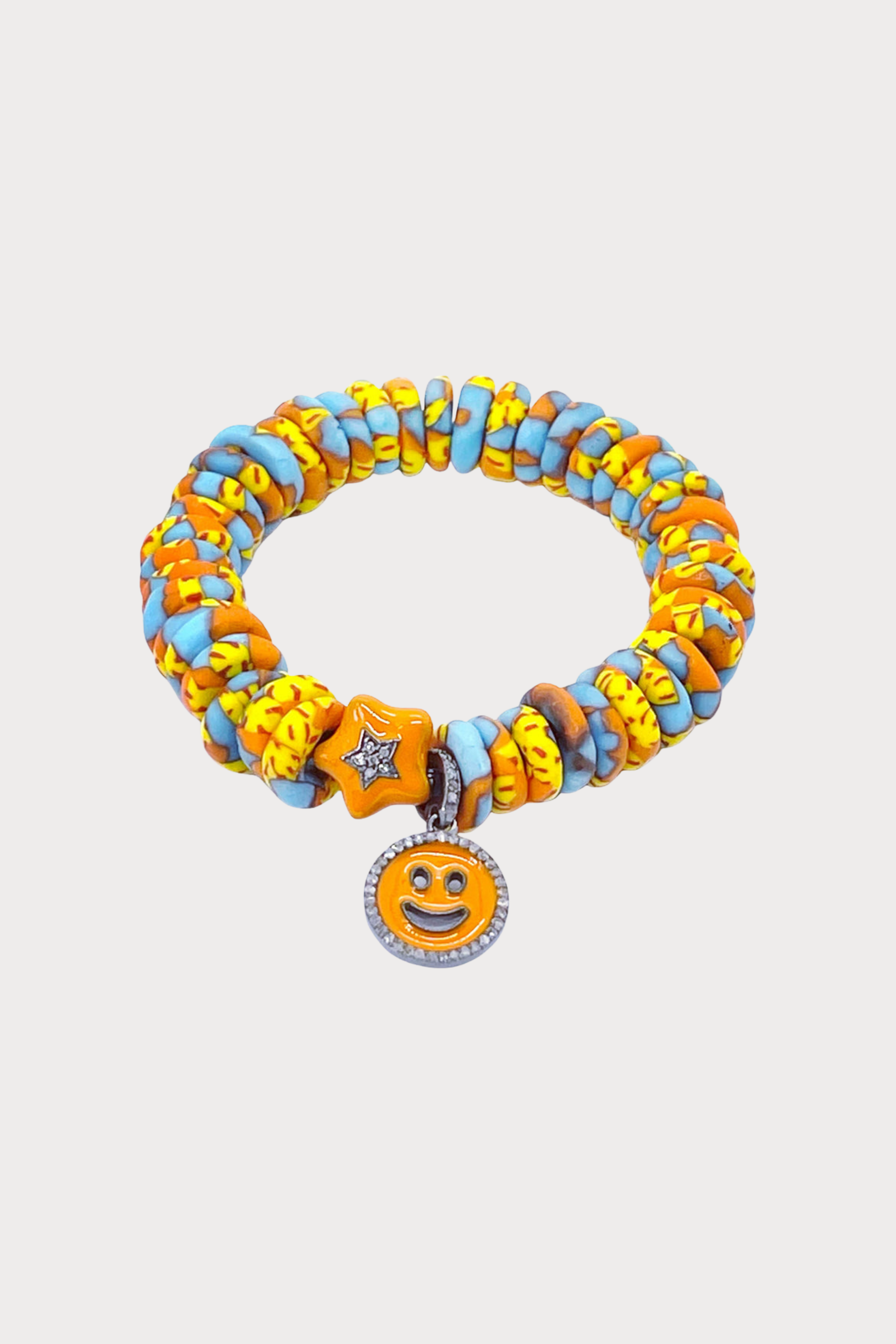 Orange Yellow & Turquoise Ghana Stretch Bracelet