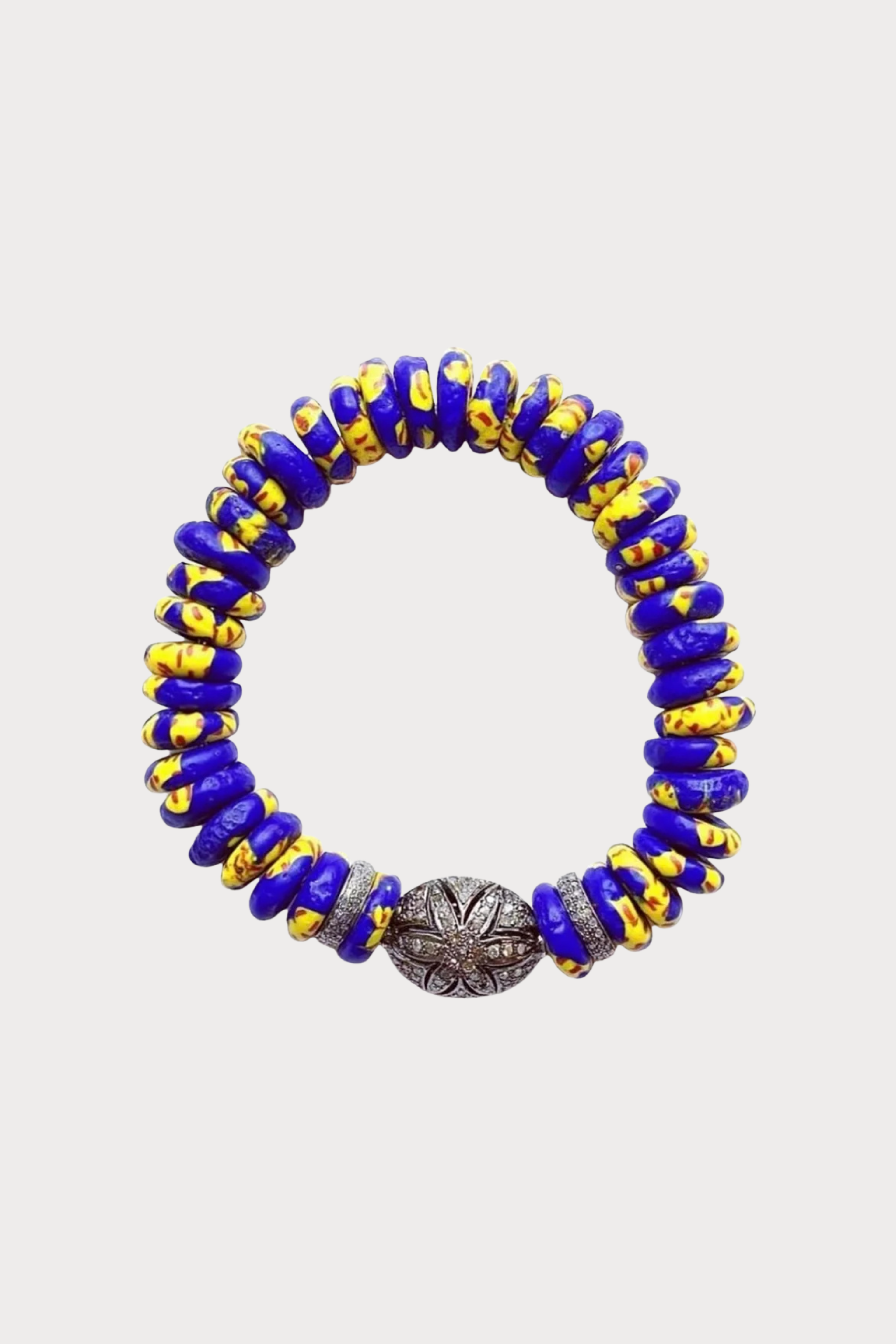 Yellow & Blue Ghana Bracelet Diamond Oval Ball