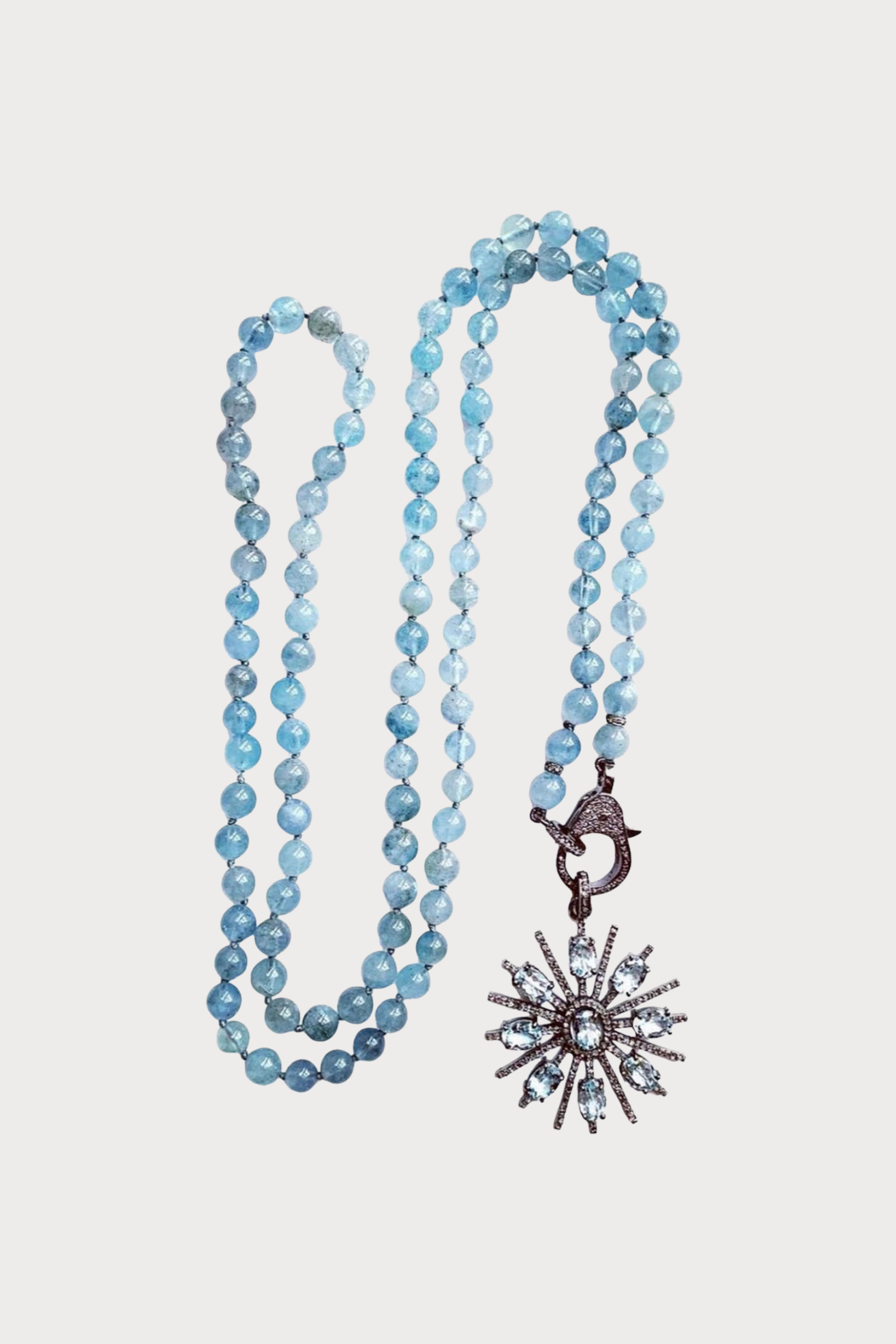 Aquamarine Necklace With Star Burst Pendant