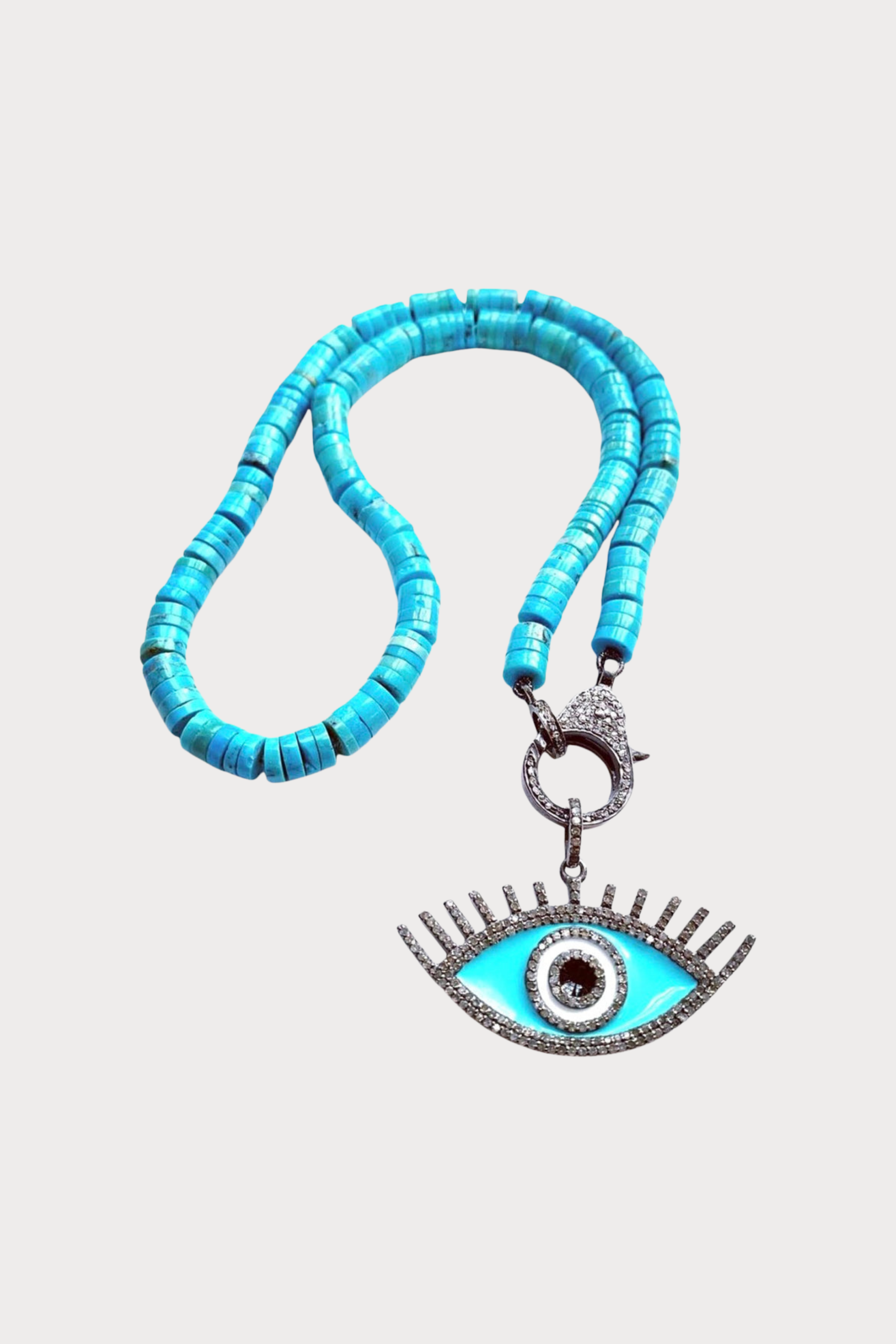 Turquoise Knotted Necklace Enamel Evil Eye Pendant