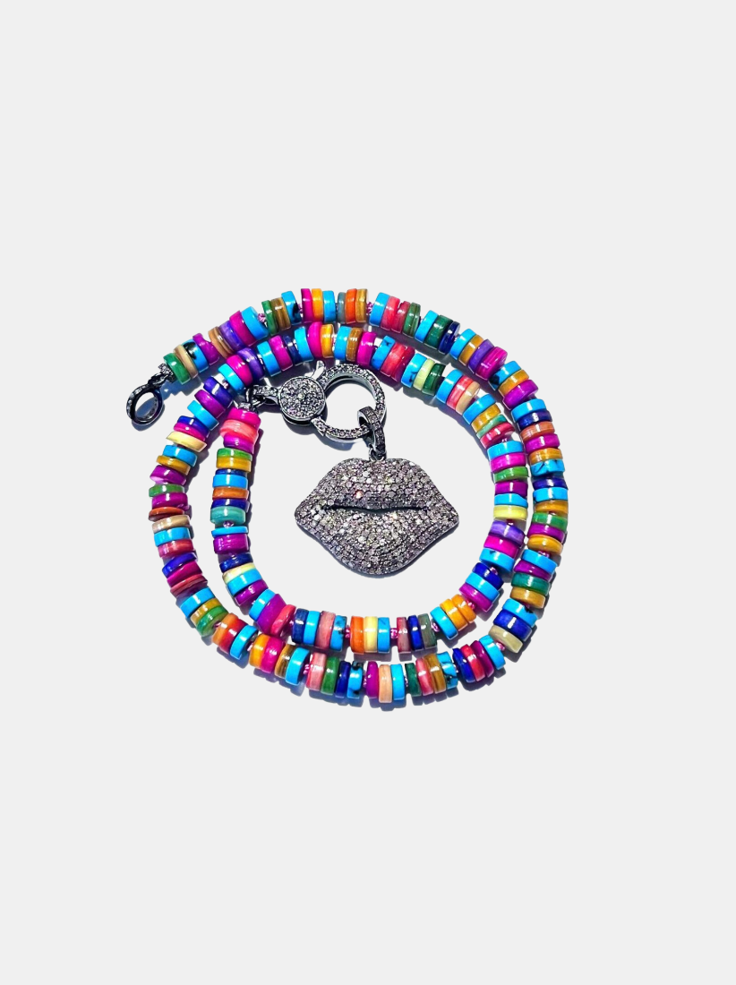 Multi Color Shell Knotted Lip Pendant