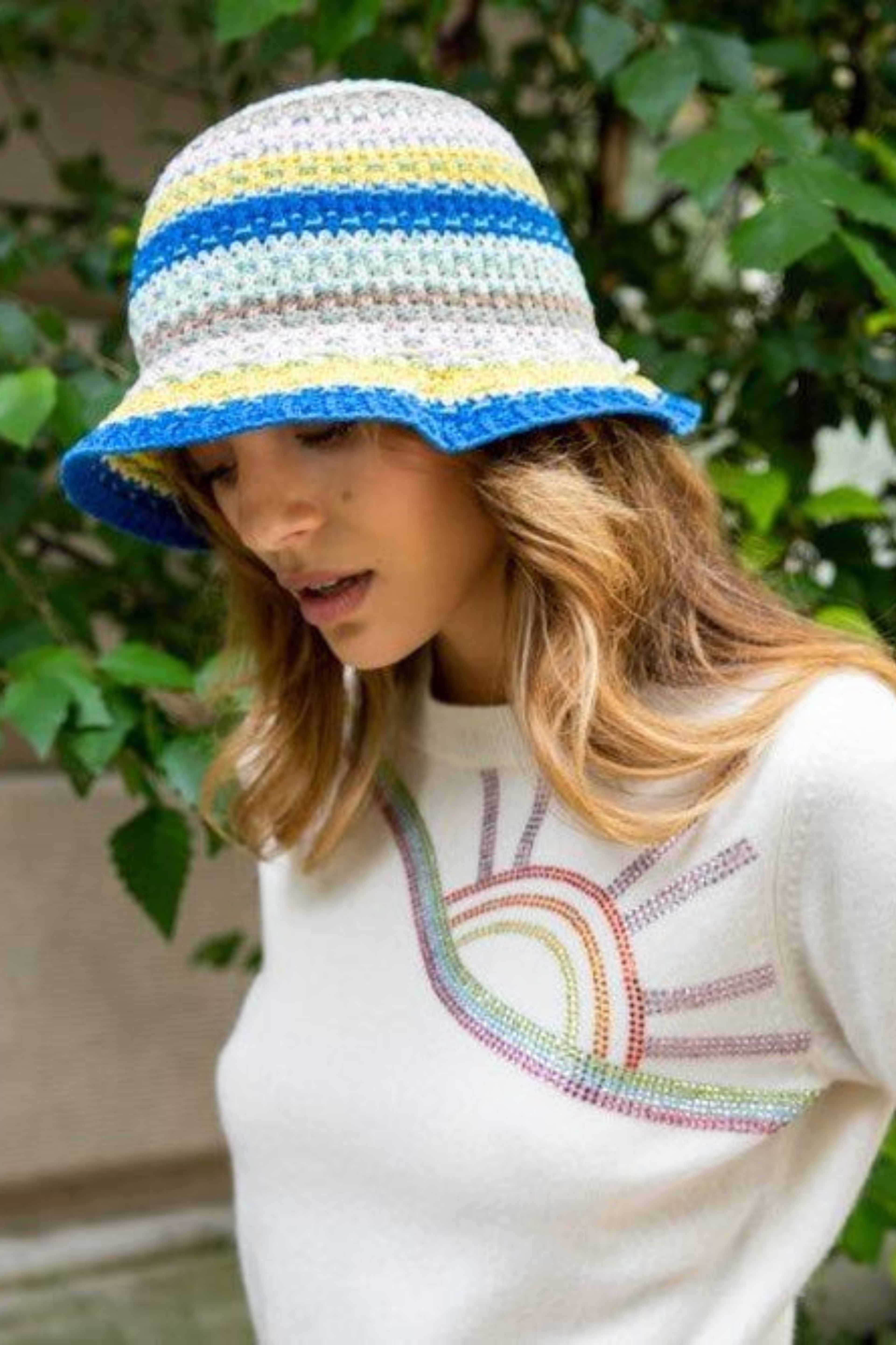 Multicolour Striped Knit Cotton Hat
