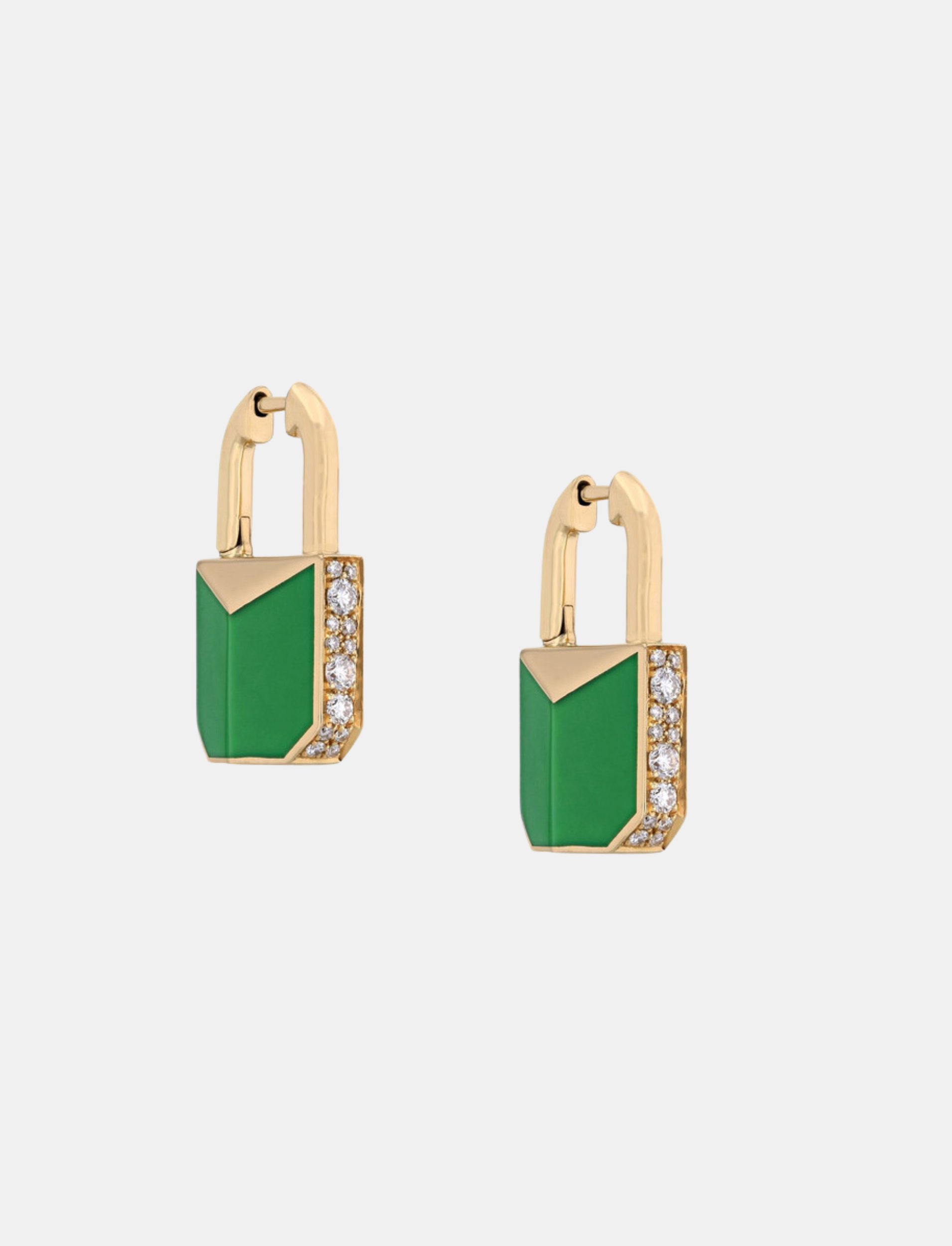 Green Padlock Earrings