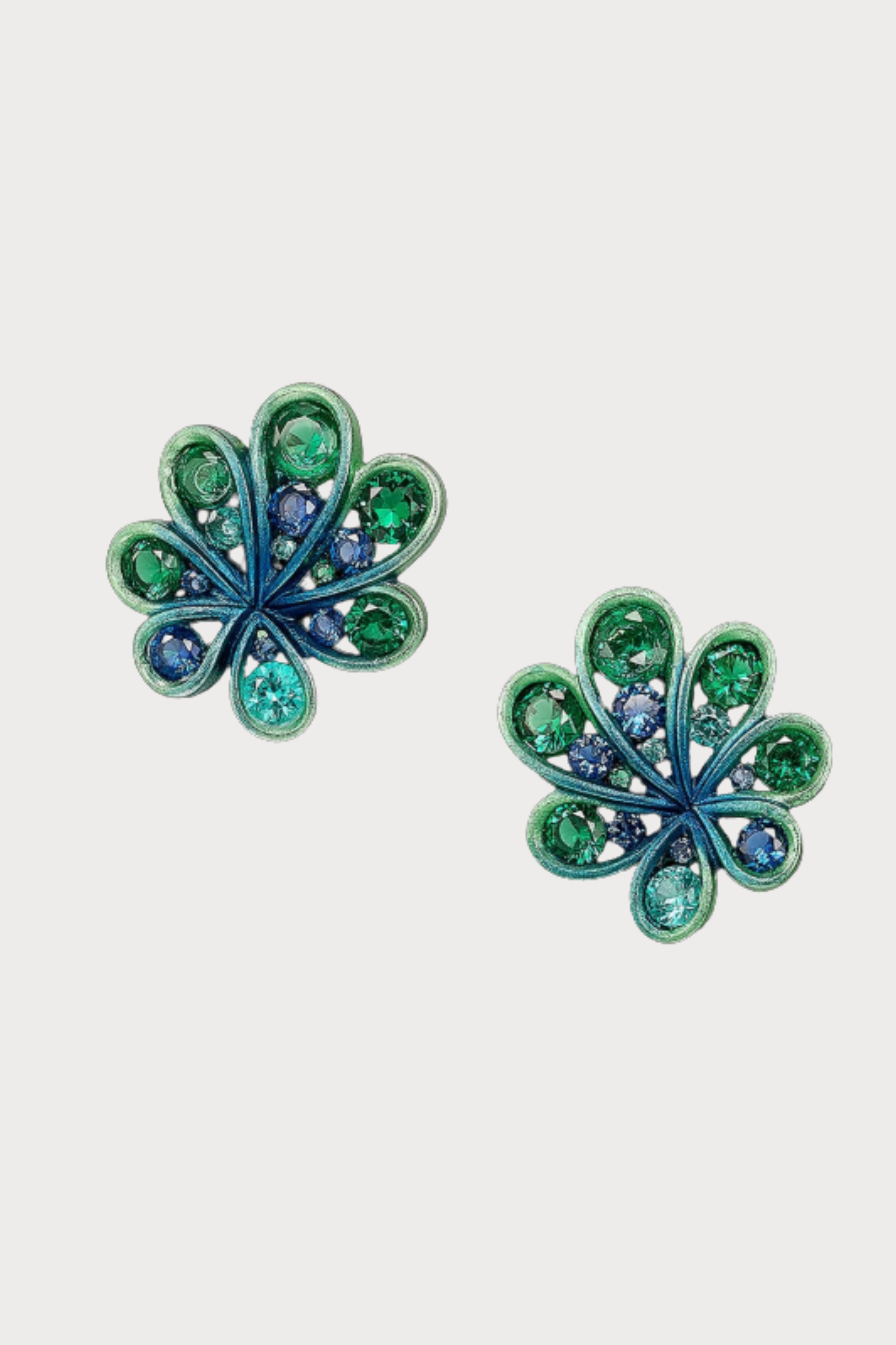Emerald Sapphire Chanterelle Studs