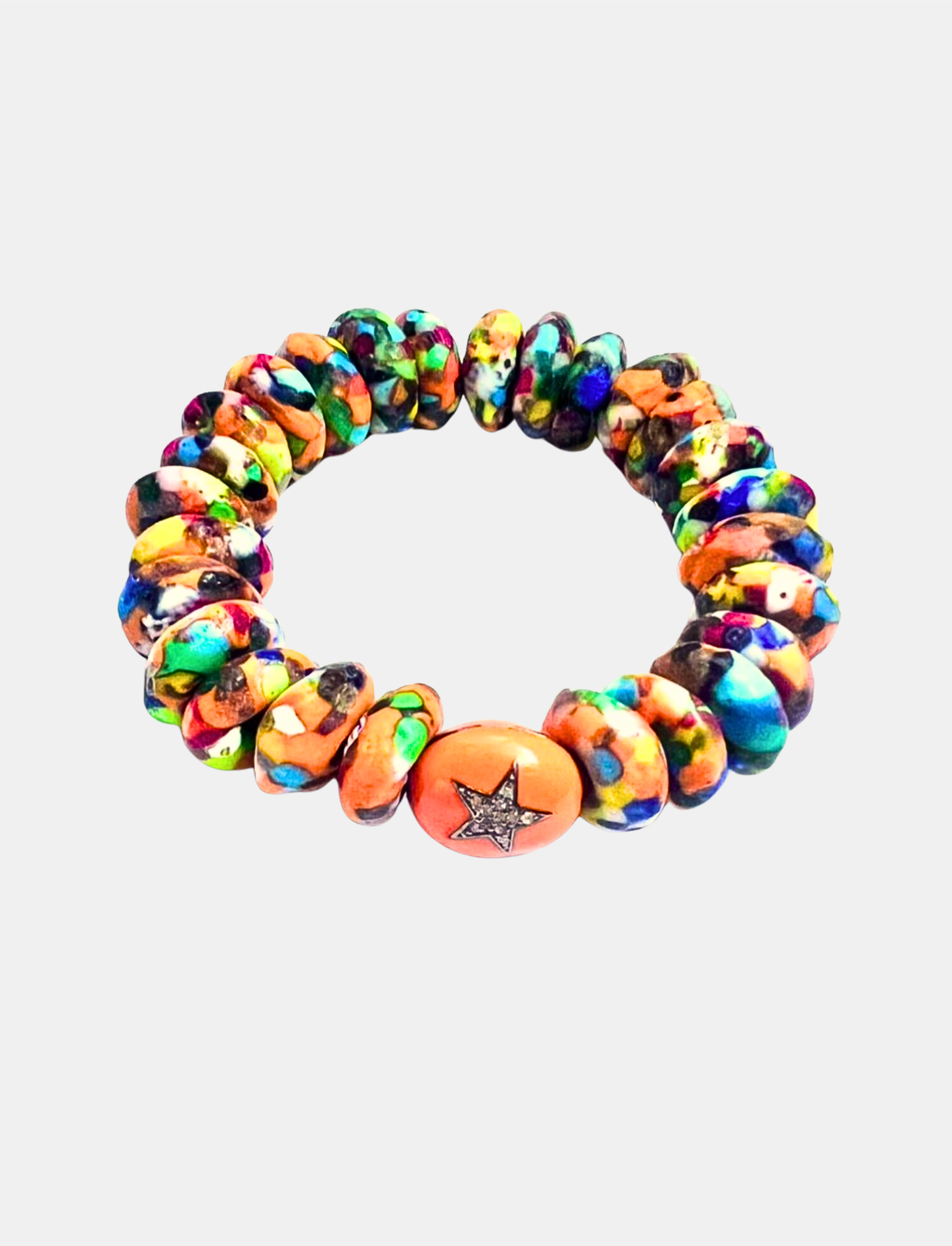 Multi Color Bracelet with Orange Enamel Star