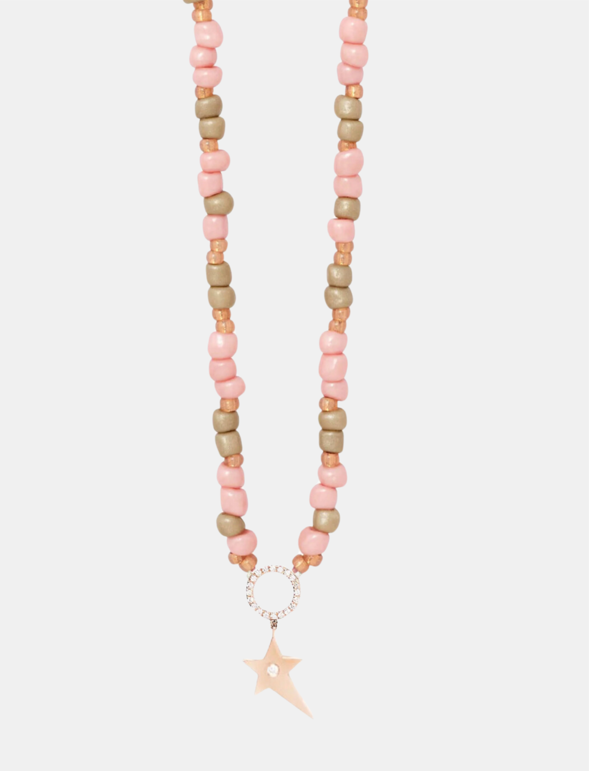 Star Hippie Necklace with Dusty Pink Beads