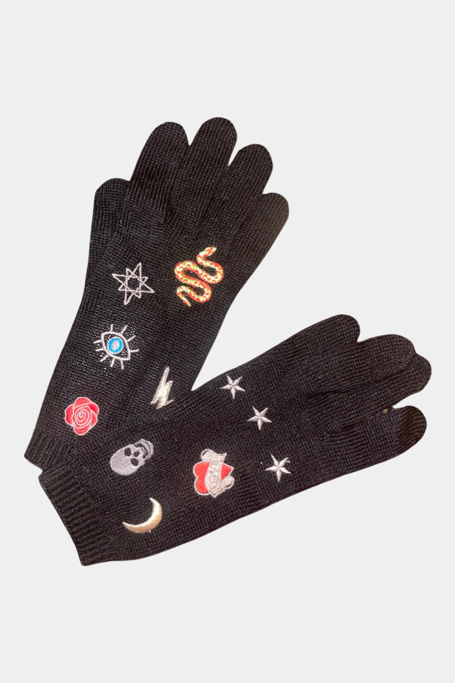 Merino Finger Gloves W. Mixed Patches