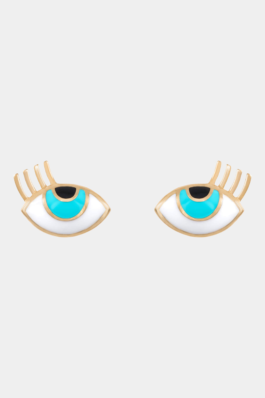 Aqua Eye Enamel Earrings